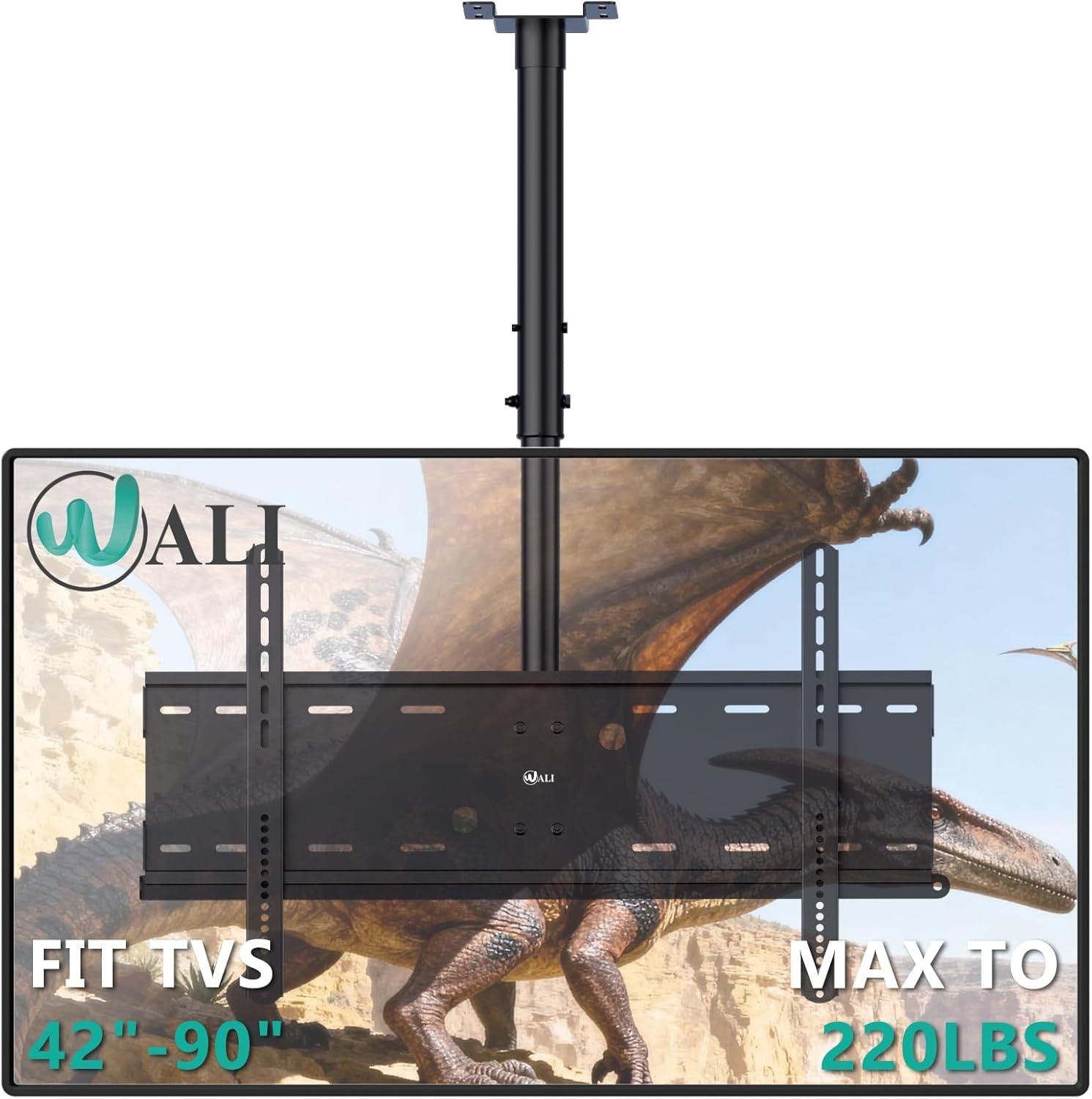 image:imageWALI Ceiling TV Mount for 2665 Inch LCD LED OLED 4K TVs Hanging Pole Ceiling Mount TV Bracket Up Down TV Ceiling Mounts for Gym Patio Gazebo up to 110 lbs Max VESA 400x400mm CM2665 Black800x400mm
