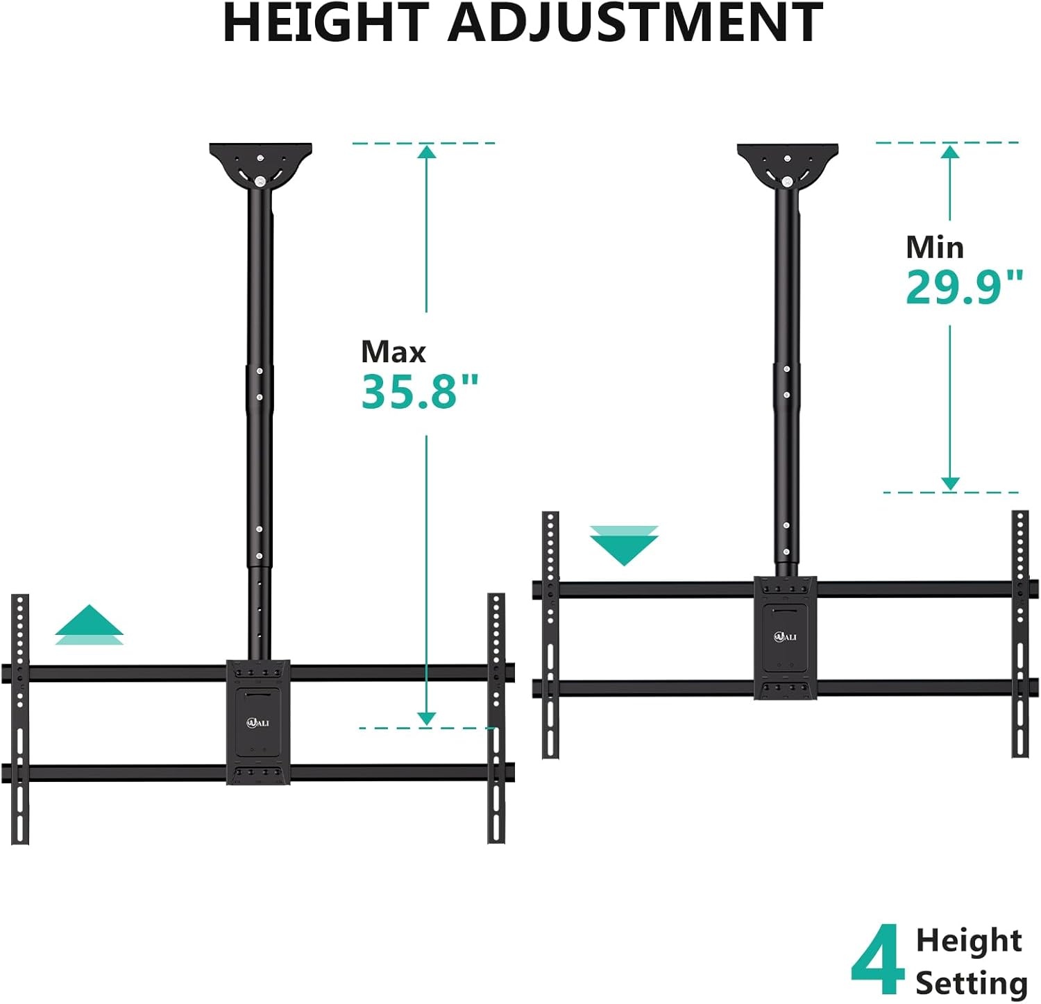 image:imageWALI Ceiling TV Mount for 2665 Inch LCD LED OLED 4K TVs Hanging Pole Ceiling Mount TV Bracket Up Down TV Ceiling Mounts for Gym Patio Gazebo up to 110 lbs Max VESA 400x400mm CM2665 Black800x400mm