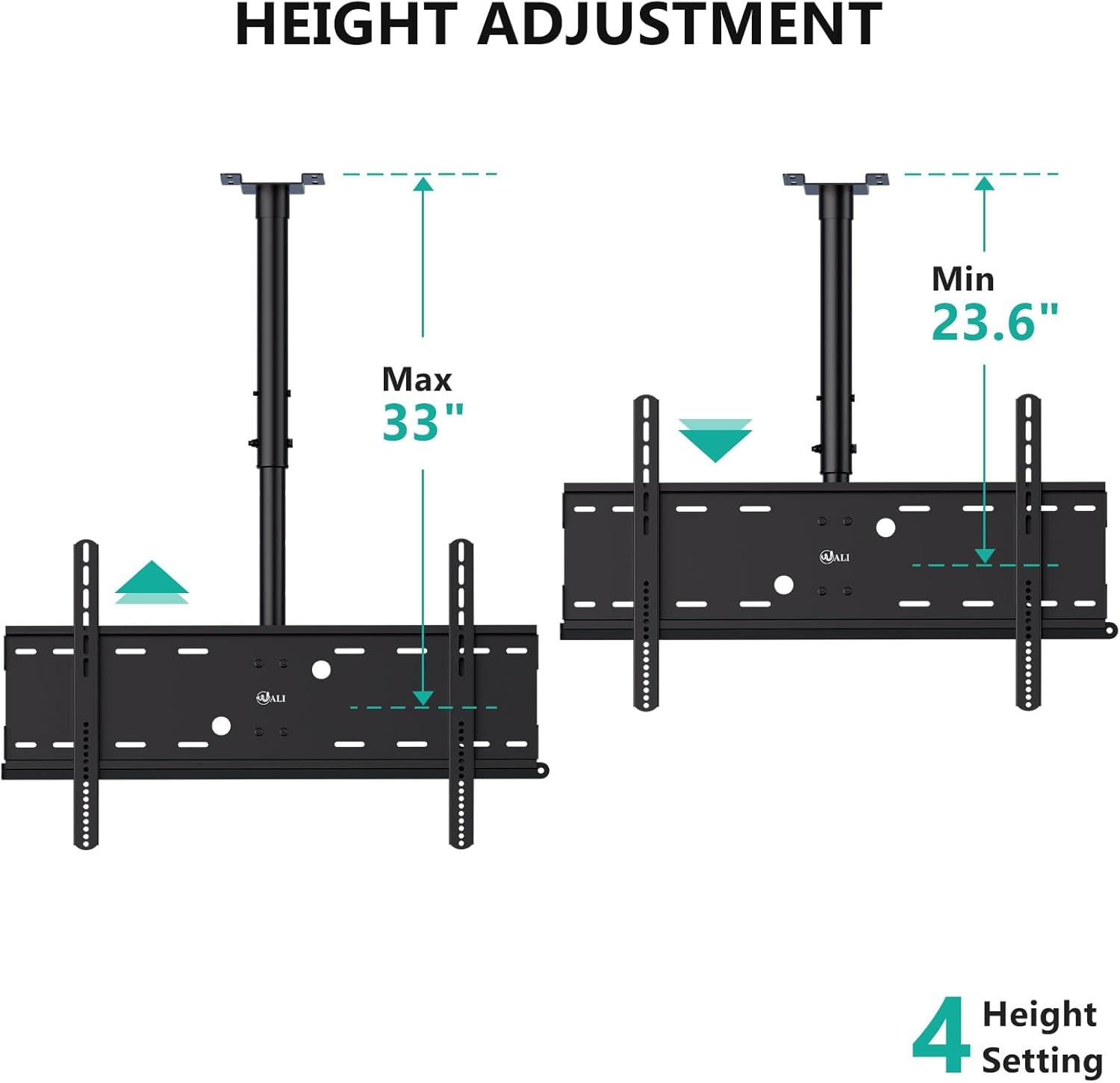 image:imageWALI Ceiling TV Mount for 2665 Inch LCD LED OLED 4K TVs Hanging Pole Ceiling Mount TV Bracket Up Down TV Ceiling Mounts for Gym Patio Gazebo up to 110 lbs Max VESA 400x400mm CM2665 Black800x400mm