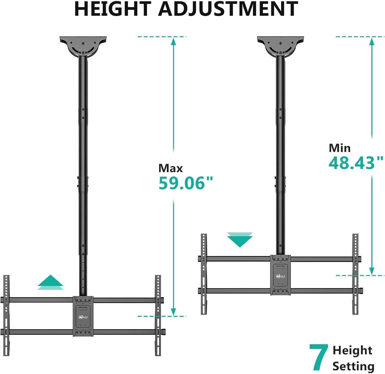 image:imageWALI Ceiling TV Mount for 2665 Inch LCD LED OLED 4K TVs Hanging Pole Ceiling Mount TV Bracket Up Down TV Ceiling Mounts for Gym Patio Gazebo up to 110 lbs Max VESA 400x400mm CM2665 Black800x400mm