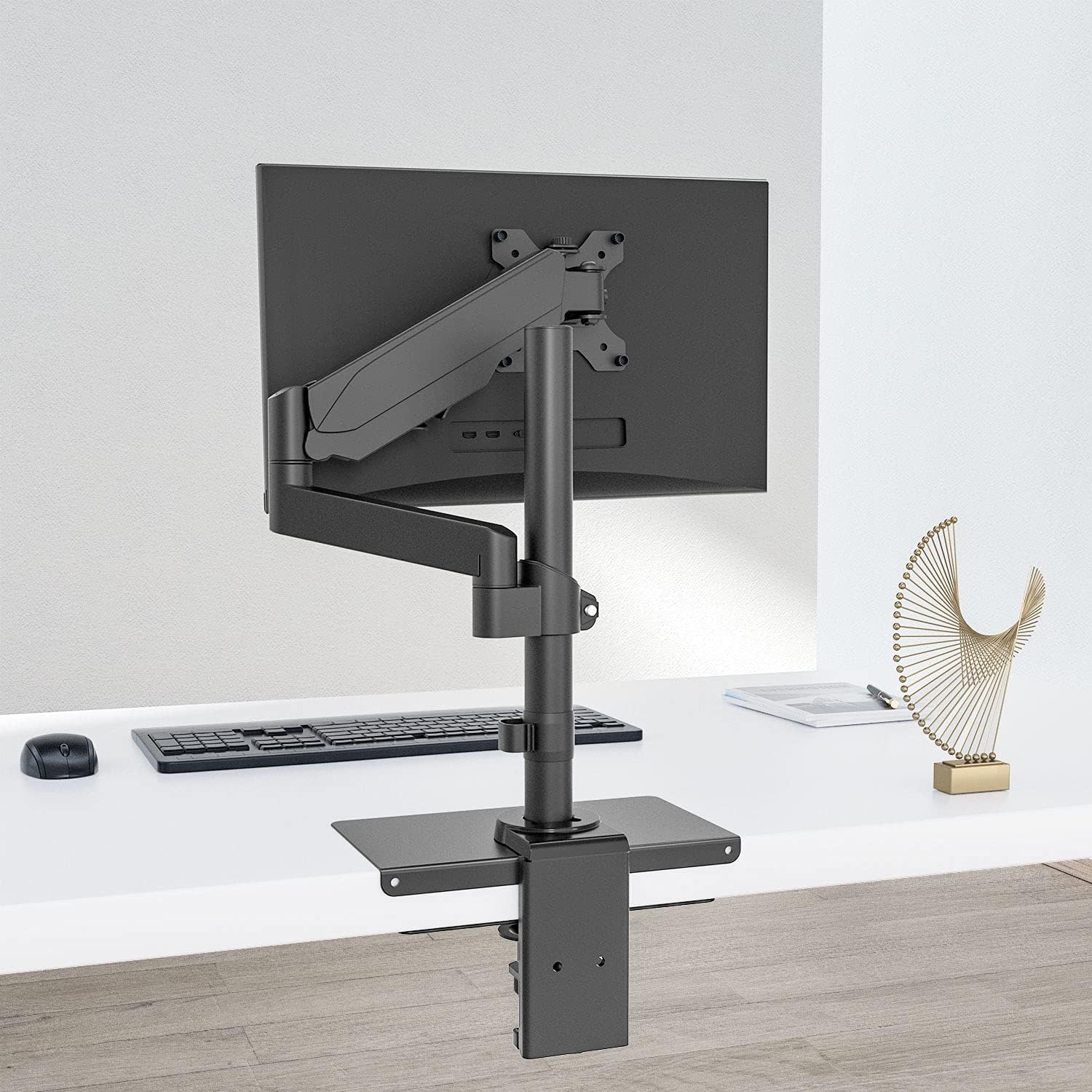 image:imageWALI Computer Monitor Arm Clamp C Bracket Clamp Steel Reinforcement for Most Monitor Mount Stand Grommet C Clamp Installation CGRPW WhiteBlack
