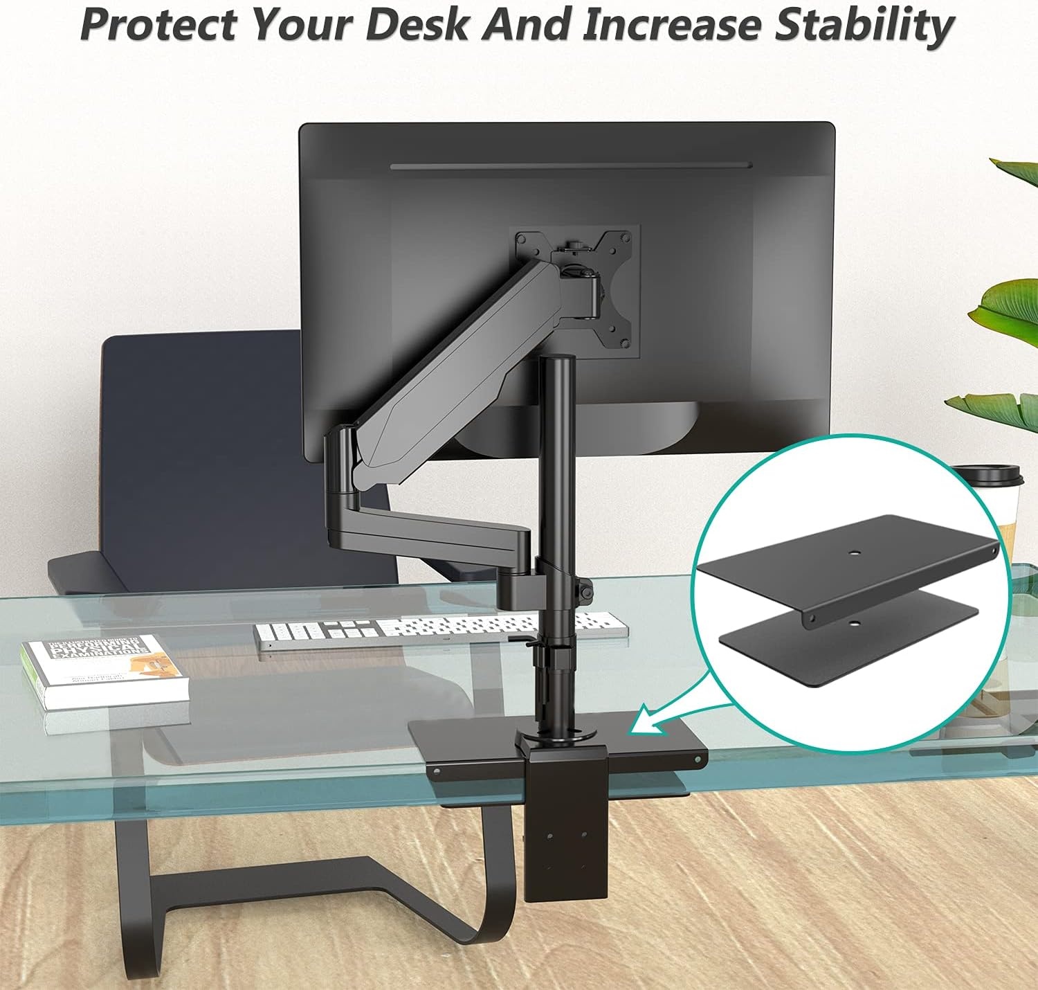 image:imageWALI Computer Monitor Arm Clamp C Bracket Clamp Steel Reinforcement for Most Monitor Mount Stand Grommet C Clamp Installation CGRPW WhiteBlack
