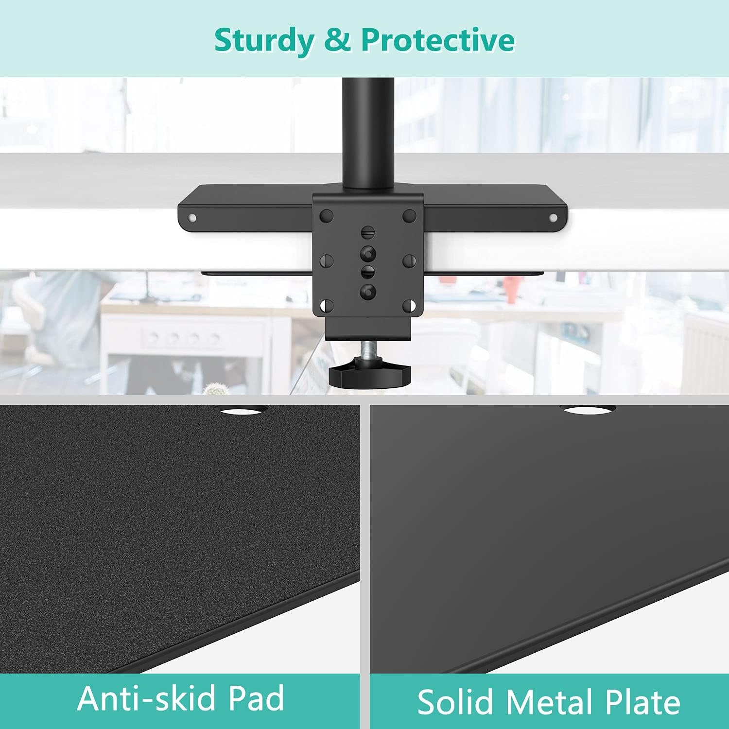 image:imageWALI Computer Monitor Arm Clamp C Bracket Clamp Steel Reinforcement for Most Monitor Mount Stand Grommet C Clamp Installation CGRPW WhiteBlack