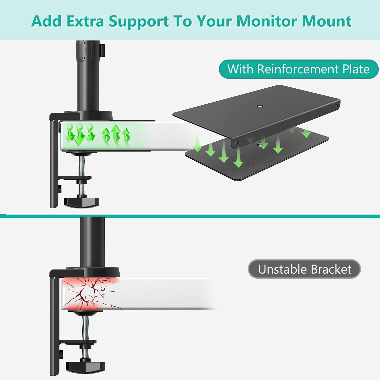 image:imageWALI Computer Monitor Arm Clamp C Bracket Clamp Steel Reinforcement for Most Monitor Mount Stand Grommet C Clamp Installation CGRPW WhiteBlack