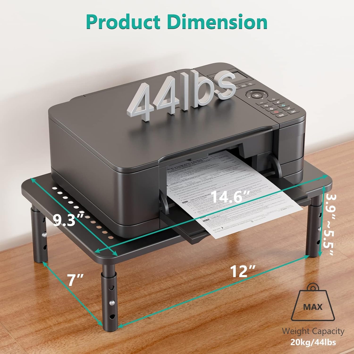 image:imageWALI Computer Monitor Stand for Desk Adjustable Laptop Riser Desk Monitor Stand Underneath Storage for Office School Supplies PTT001B 1 Pack BlackMetal Black