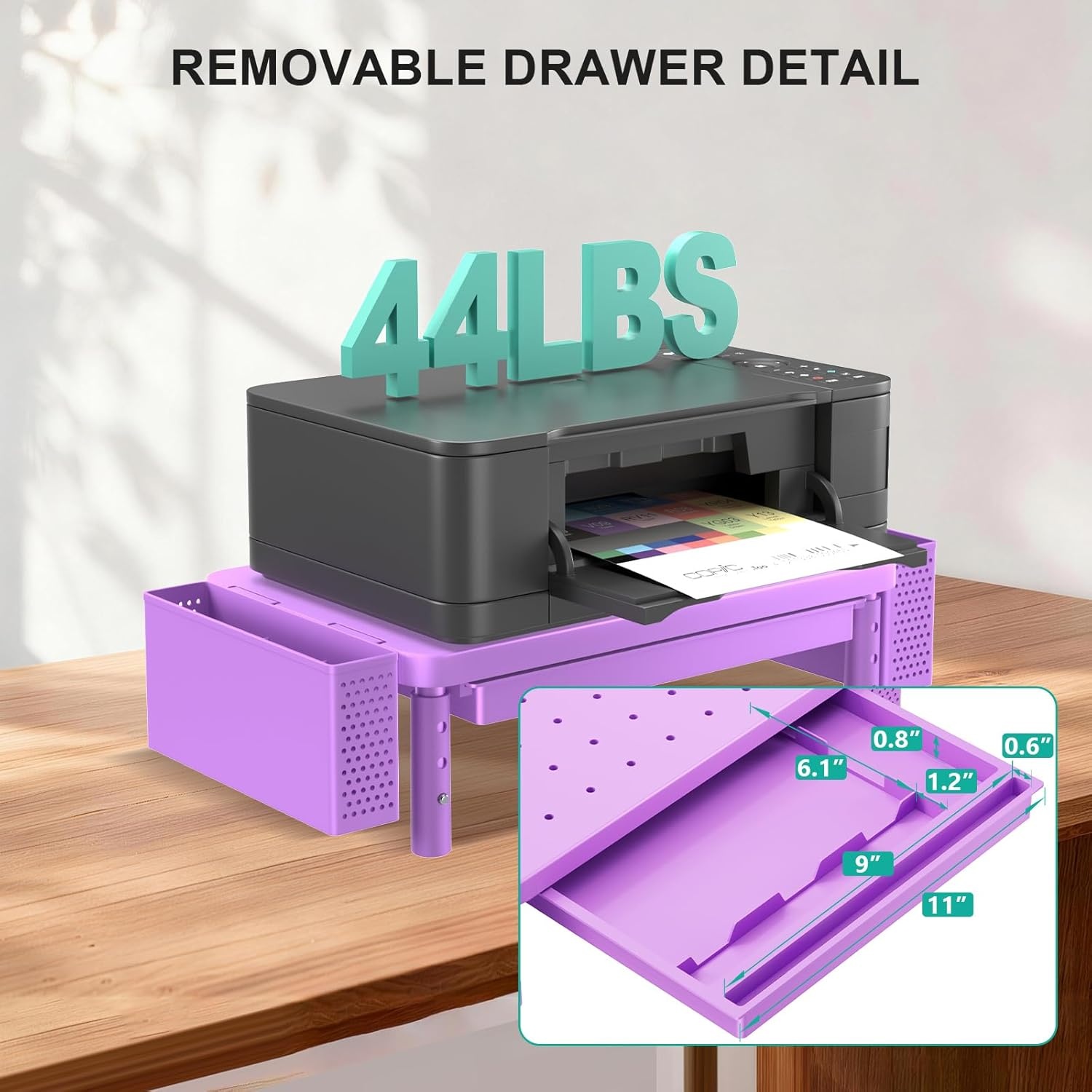 image:imageWALI Computer Monitor Stand for Desk Adjustable Laptop Riser Desk Monitor Stand Underneath Storage for Office School Supplies PTT001B 1 Pack BlackViolet