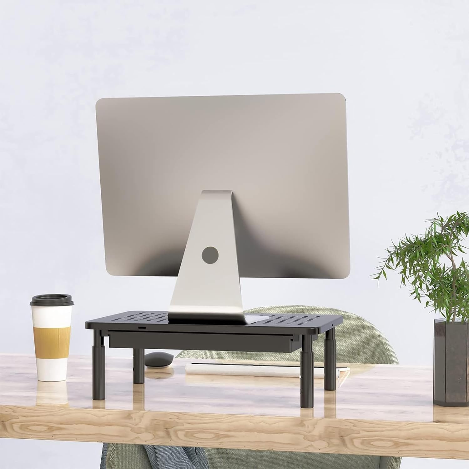 image:imageWALI Computer Monitor Stand with Storage Desk Monitor Riser 3 Height Adjustable Laptop Riser with Airflow Vents Desk Organizer for Computer Laptop Printer Notebook STT003DB 1 Pack Black