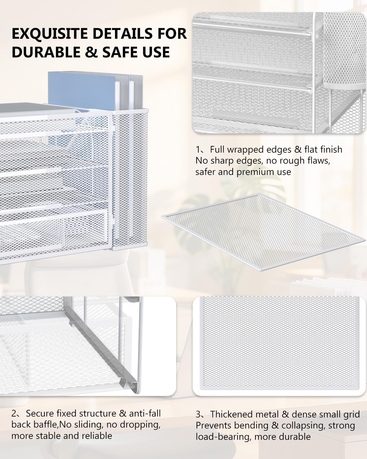 image:imageWALI Desk File Organizer 4 Tier Desktop Paper Letter Tray Organizer with Drawer and 2 Pen Holders Office Desk Accessories amp Workspace Organizers for Office Home SuppliesDO005DHW 1 Pack WhiteWhite