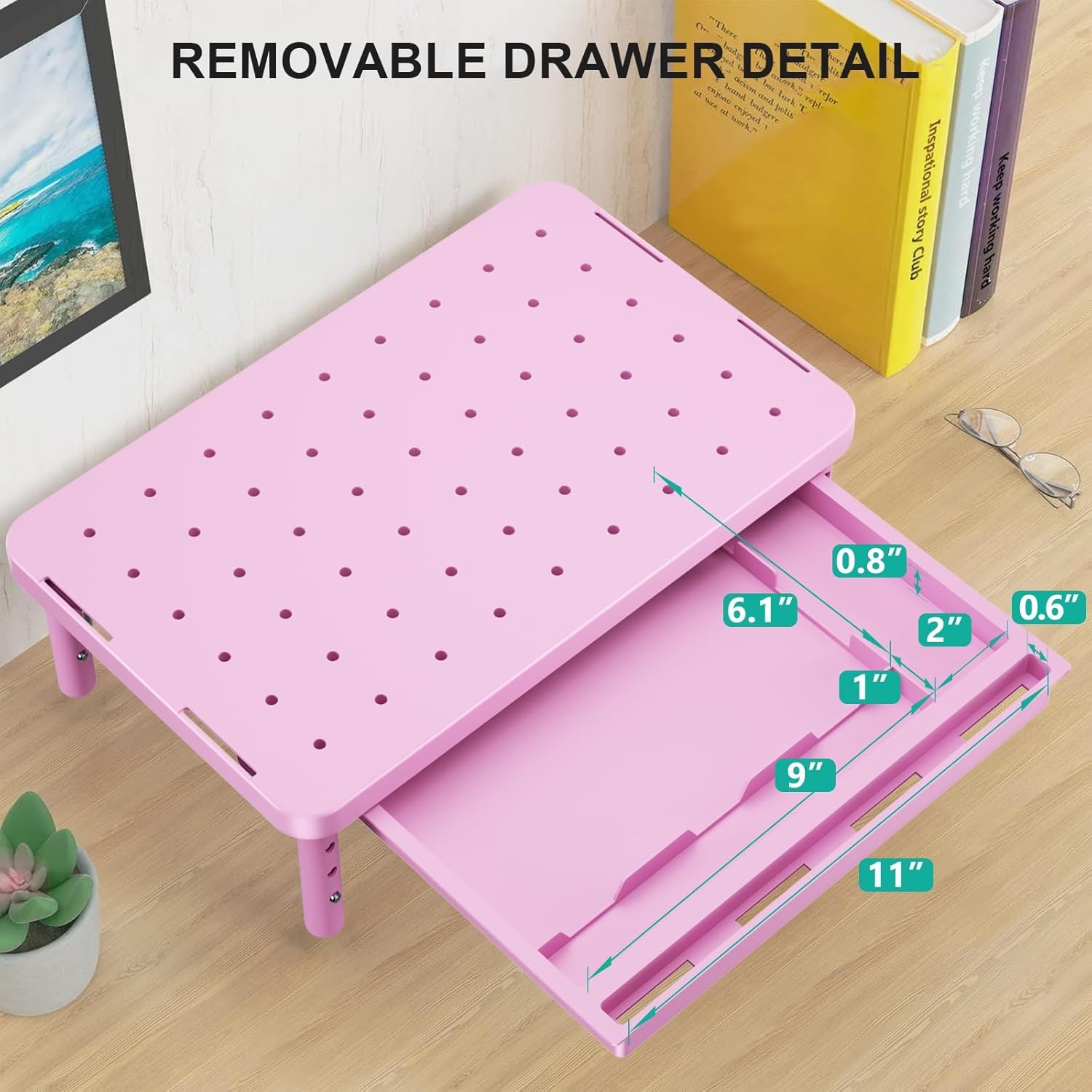 image:imageWALI Dual Monitor Stand for Desk Desk Monitor Riser 3 Height Adjustable Laptop Riser with Airflow Vents Desk Organizer for Computer Laptop Printer Notebook STT0032 2 Pack BlackPink