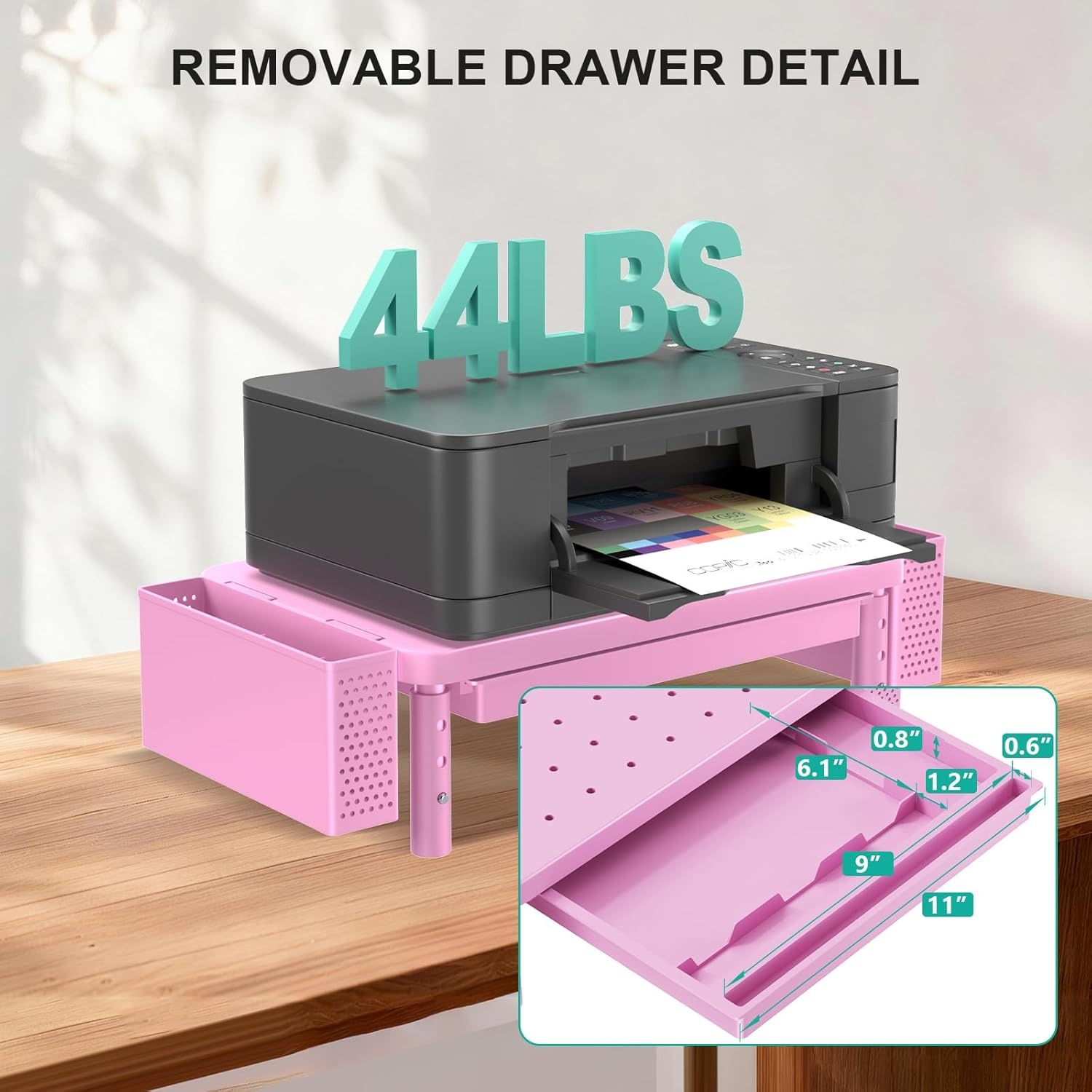 image:imageWALI Dual Monitor Stand for Desk Desk Monitor Riser 3 Height Adjustable Laptop Riser with Airflow Vents Desk Organizer for Computer Laptop Printer Notebook STT0032 2 Pack BlackPink