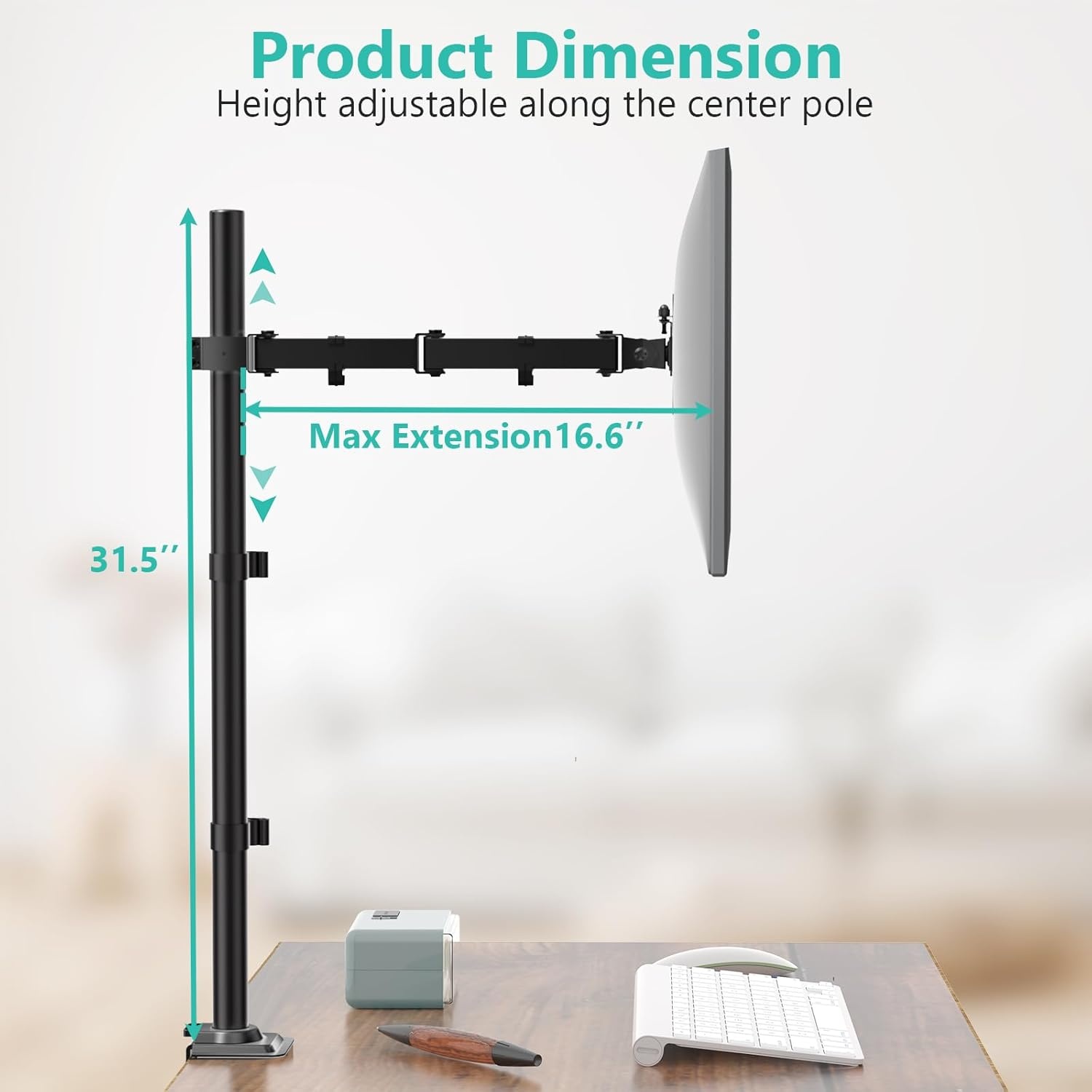 image:imageWALI Extra Tall Dual LCD Monitor Fully Adjustable Desk Mount Fits 2 Screens up to 27 inch 22 lbs Weight Capacity per Arm M002XL Black1332
