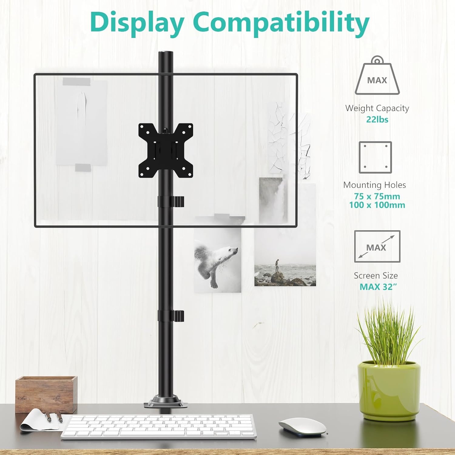 image:imageWALI Extra Tall Dual LCD Monitor Fully Adjustable Desk Mount Fits 2 Screens up to 27 inch 22 lbs Weight Capacity per Arm M002XL Black1332