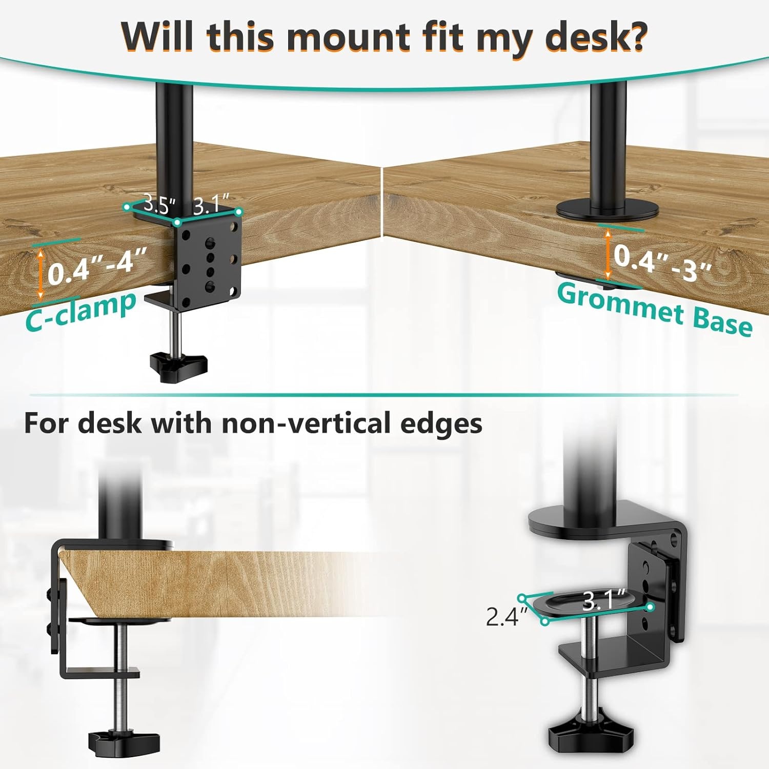 image:imageWALI Extra Tall Dual LCD Monitor Fully Adjustable Desk Mount Fits 2 Screens up to 27 inch 22 lbs Weight Capacity per Arm M002XL Black1338