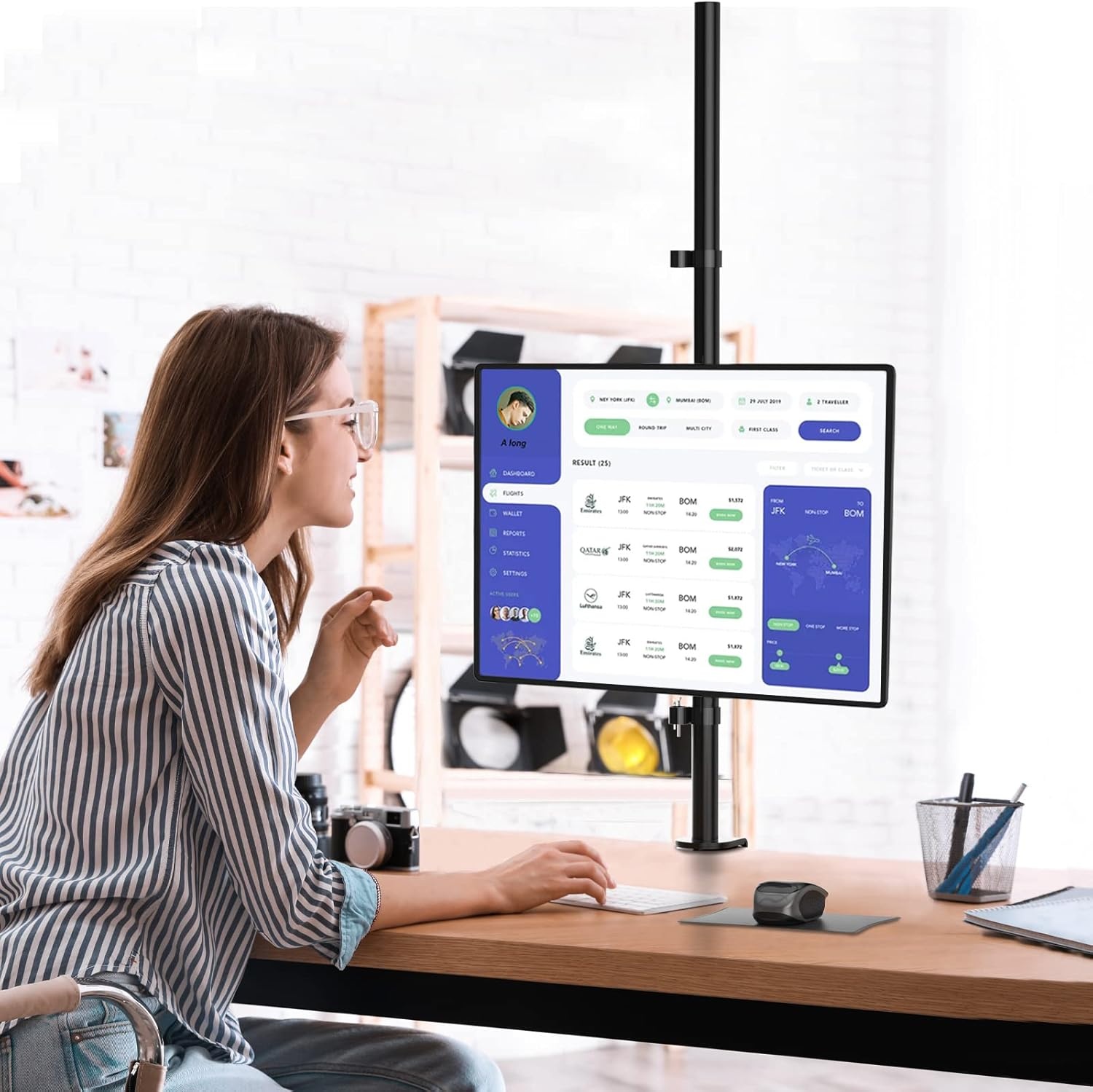 image:imageWALI Extra Tall Dual LCD Monitor Fully Adjustable Desk Mount Fits 2 Screens up to 27 inch 22 lbs Weight Capacity per Arm M002XL Black1338