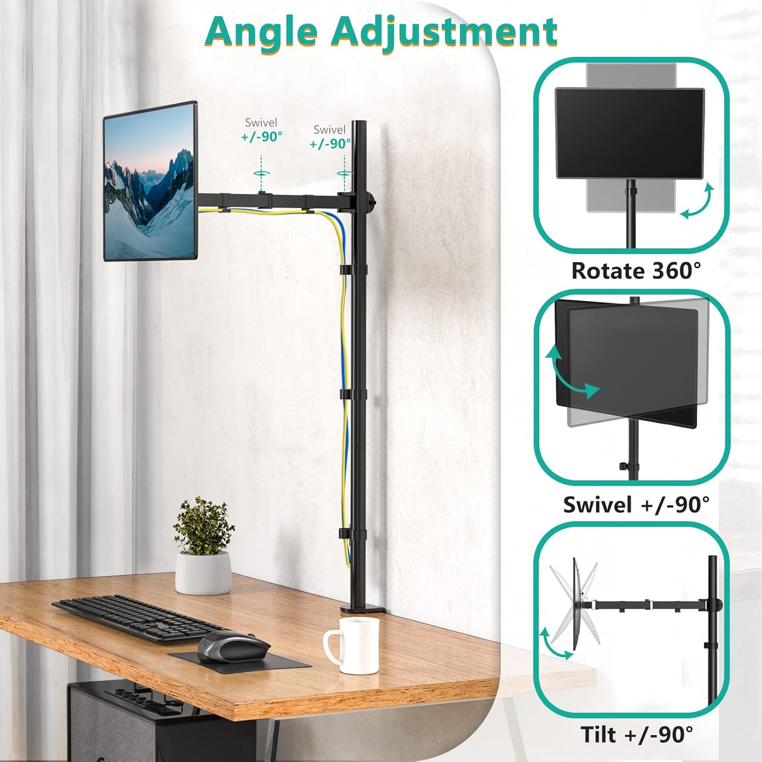 image:imageWALI Extra Tall Dual LCD Monitor Fully Adjustable Desk Mount Fits 2 Screens up to 27 inch 22 lbs Weight Capacity per Arm M002XL Black1338