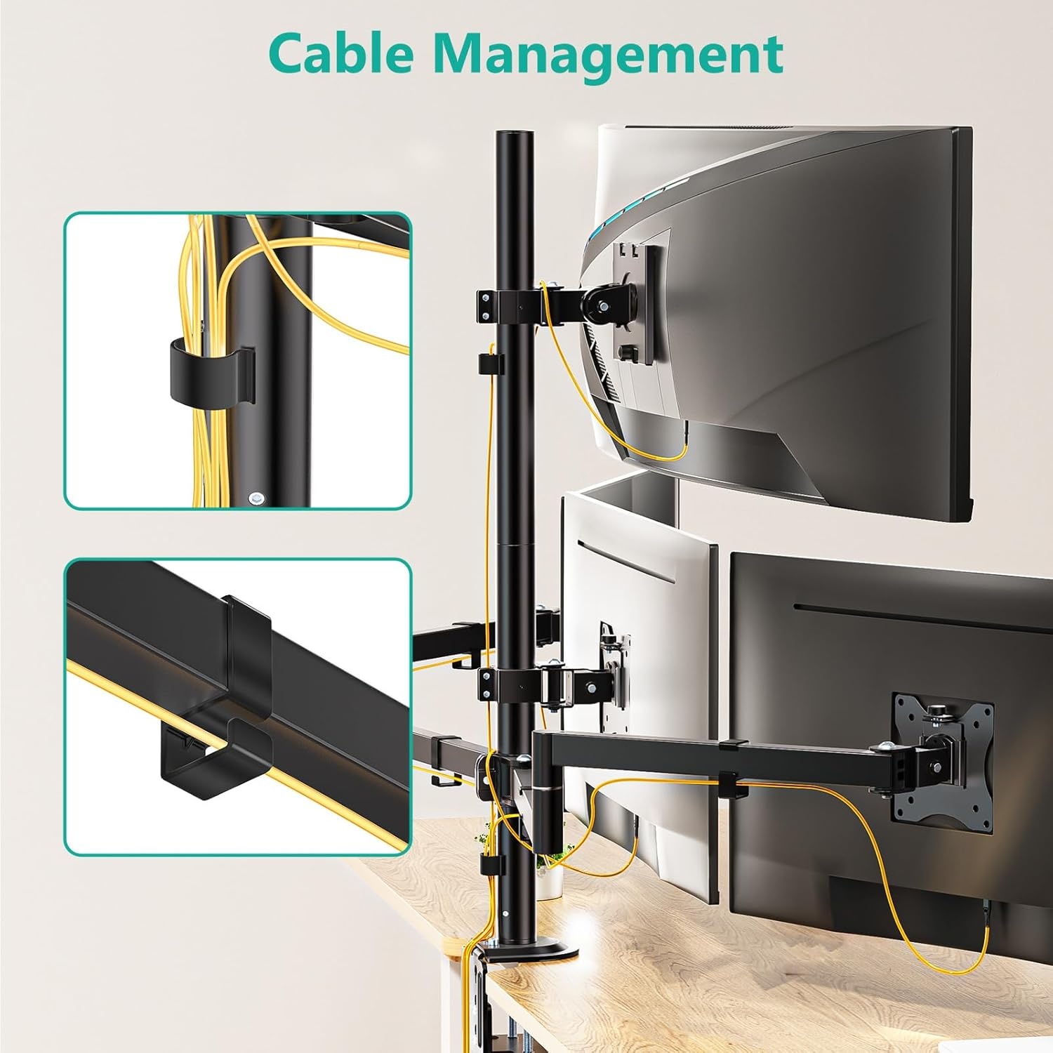 image:imageWALI Extra Tall Dual LCD Monitor Fully Adjustable Desk Mount Fits 2 Screens up to 27 inch 22 lbs Weight Capacity per Arm M002XL Black1349