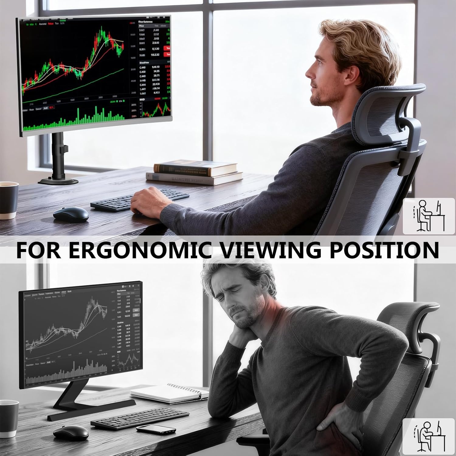 image:imageWALI Extra Tall Dual LCD Monitor Fully Adjustable Desk Mount Fits 2 Screens up to 27 inch 22 lbs Weight Capacity per Arm M002XL Black1349