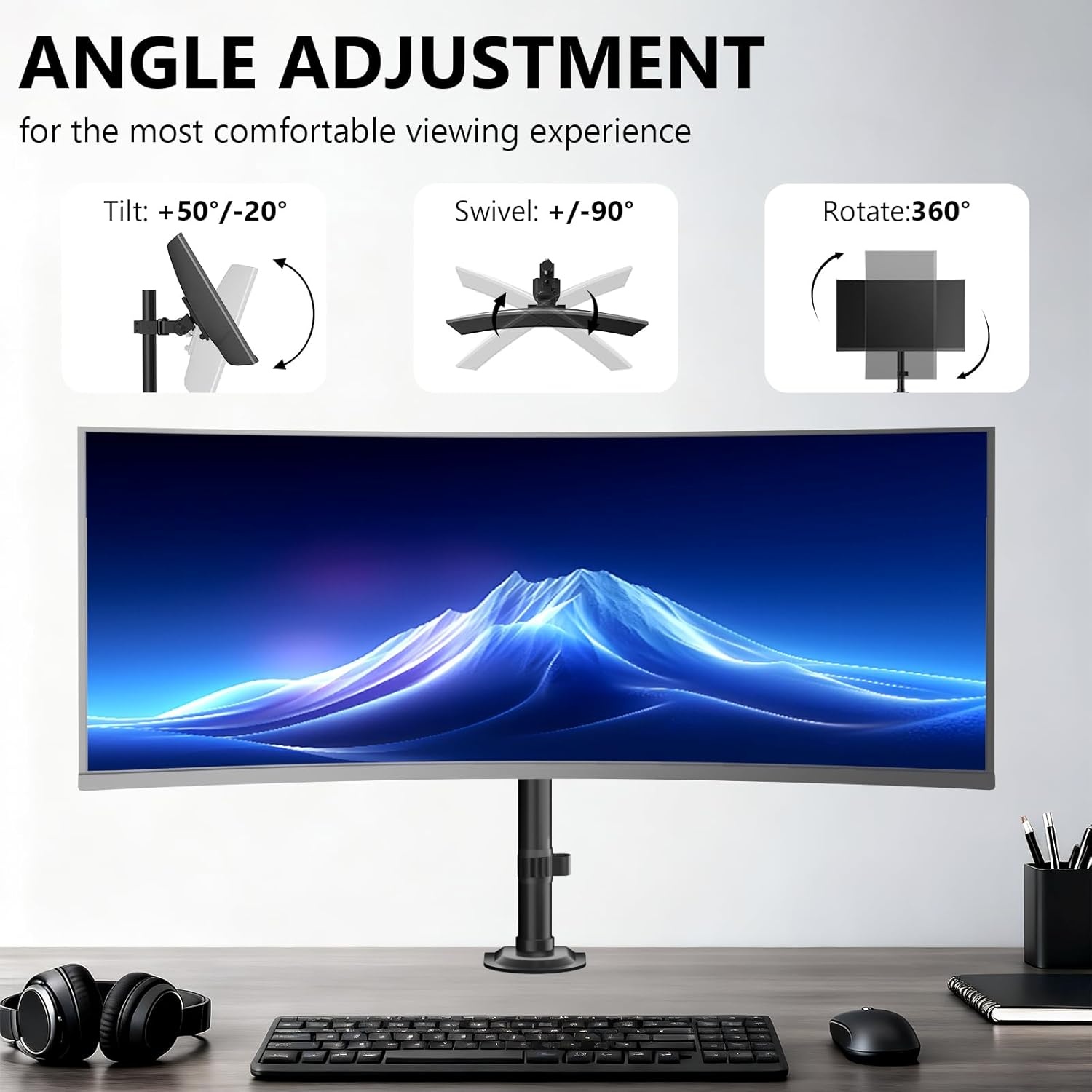 image:imageWALI Extra Tall Dual LCD Monitor Fully Adjustable Desk Mount Fits 2 Screens up to 27 inch 22 lbs Weight Capacity per Arm M002XL Black1349