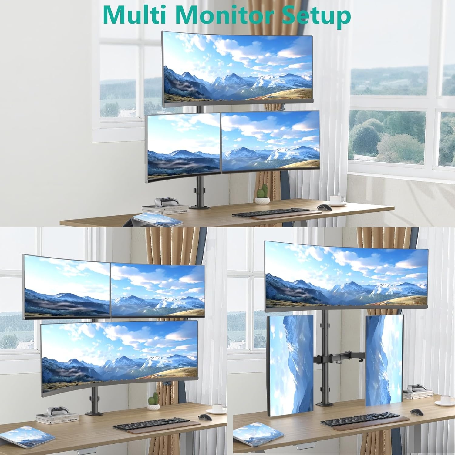 image:imageWALI Extra Tall Dual LCD Monitor Fully Adjustable Desk Mount Fits 2 Screens up to 27 inch 22 lbs Weight Capacity per Arm M002XL Black1349