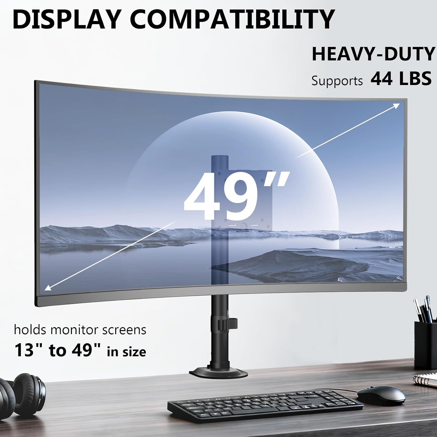 image:imageWALI Extra Tall Dual LCD Monitor Fully Adjustable Desk Mount Fits 2 Screens up to 27 inch 22 lbs Weight Capacity per Arm M002XL Black1349