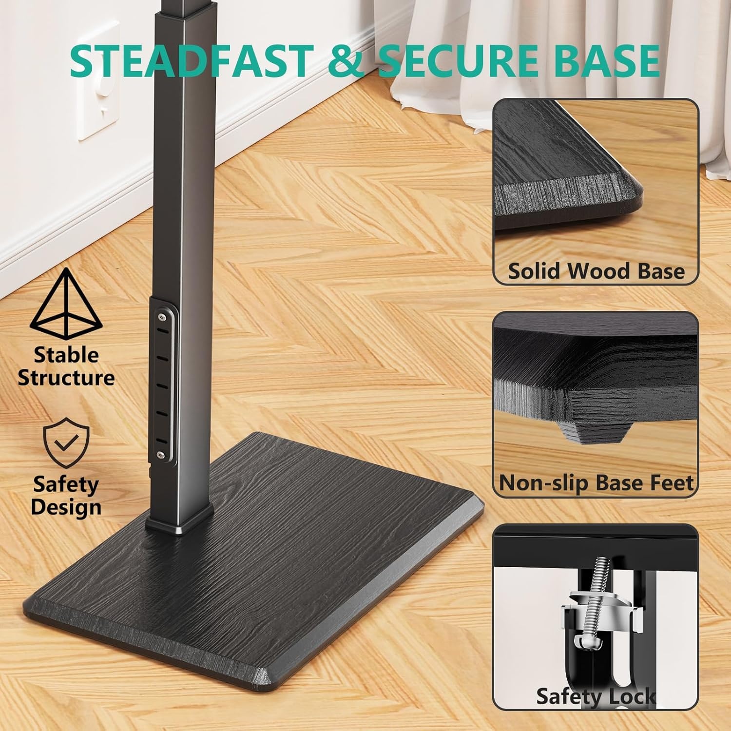 image:imageWALI Floor TV Stand with Power Outlet Tall TV Stand Mount for 3275 inch TV up to 110 lbs Swivel and Height Adjustable TV Stands with Wood Base for Bedroom Living RoomTVDVD7P BlackBlack
