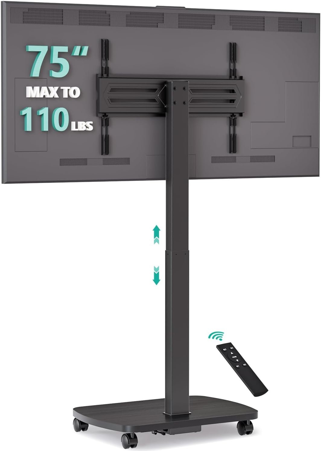 image:imageWALI Floor TV Stand with Power Outlet Tall TV Stand Mount for 3275 inch TV up to 110 lbs Swivel and Height Adjustable TV Stands with Wood Base for Bedroom Living RoomTVDVD7P BlackBlack