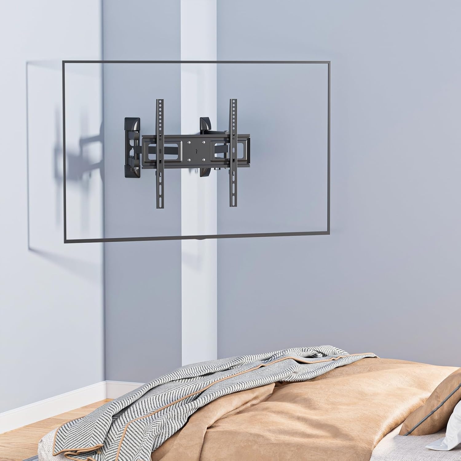image:imageWALI Full Motion TV Wall Mount for 3270 Inch TVs Dual Articulating Mount with Swivel Tilt amp Extension VESA up to 400x400mm Fits 1216 Wood Studs Holds Up to 88 lbsBlack