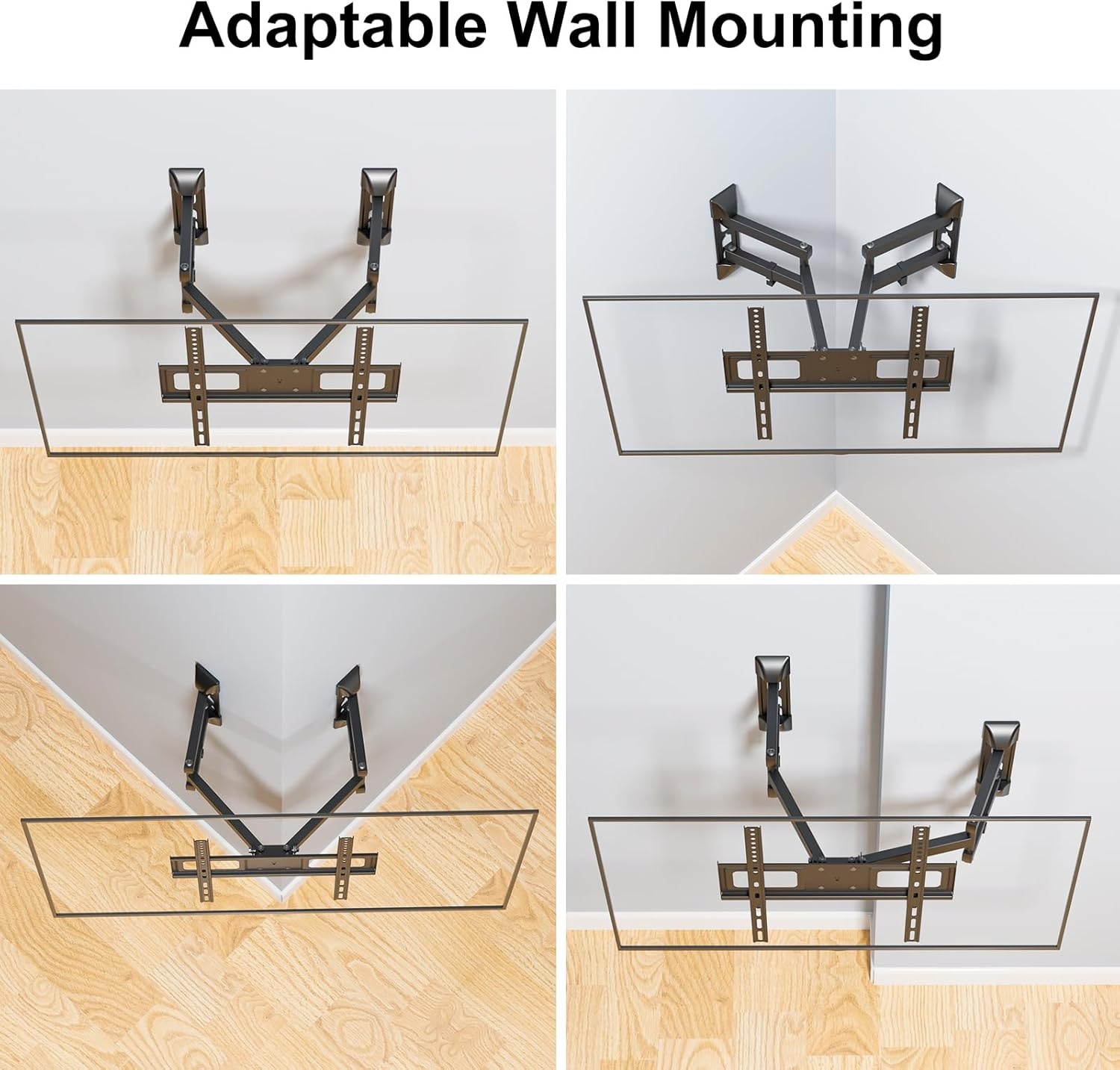 image:imageWALI Full Motion TV Wall Mount for 3270 Inch TVs Dual Articulating Mount with Swivel Tilt amp Extension VESA up to 400x400mm Fits 1216 Wood Studs Holds Up to 88 lbsBlack