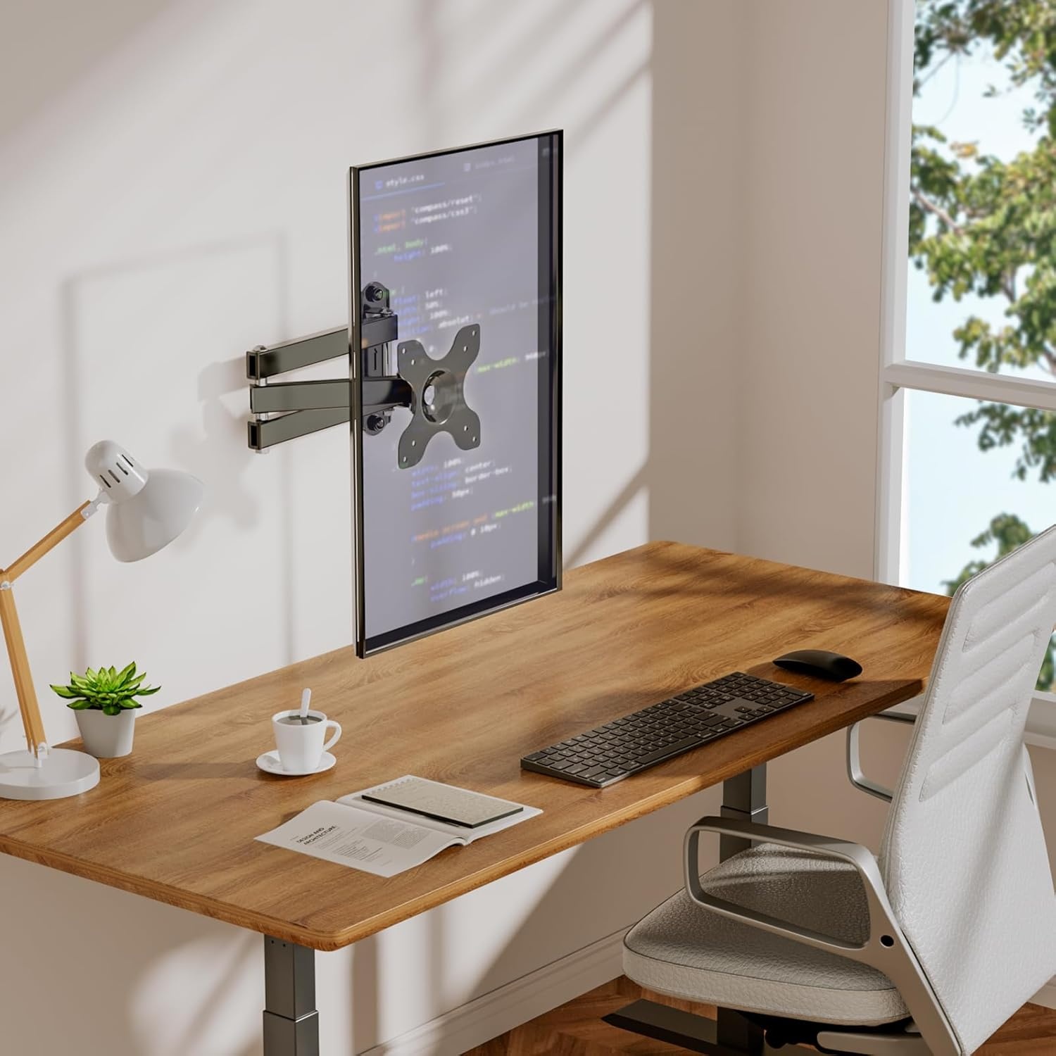 image:imageWALI Full Motion TV Wall Mount for 3270 Inch TVs Dual Articulating Mount with Swivel Tilt amp Extension VESA up to 400x400mm Fits 1216 Wood Studs Holds Up to 88 lbsBlack