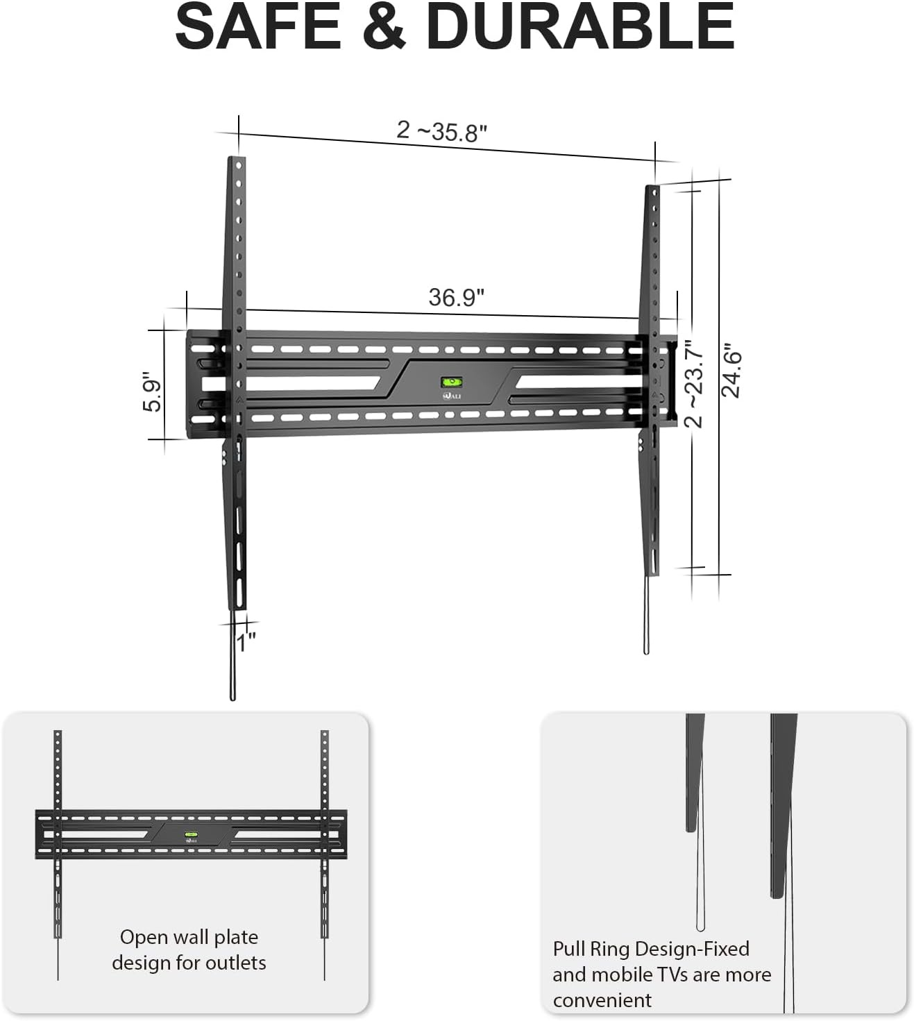 image:imageWALI Full Motion TV Wall Mount for 3270 Inch TVs Dual Articulating Mount with Swivel Tilt amp Extension VESA up to 400x400mm Fits 1216 Wood Studs Holds Up to 88 lbsBlack