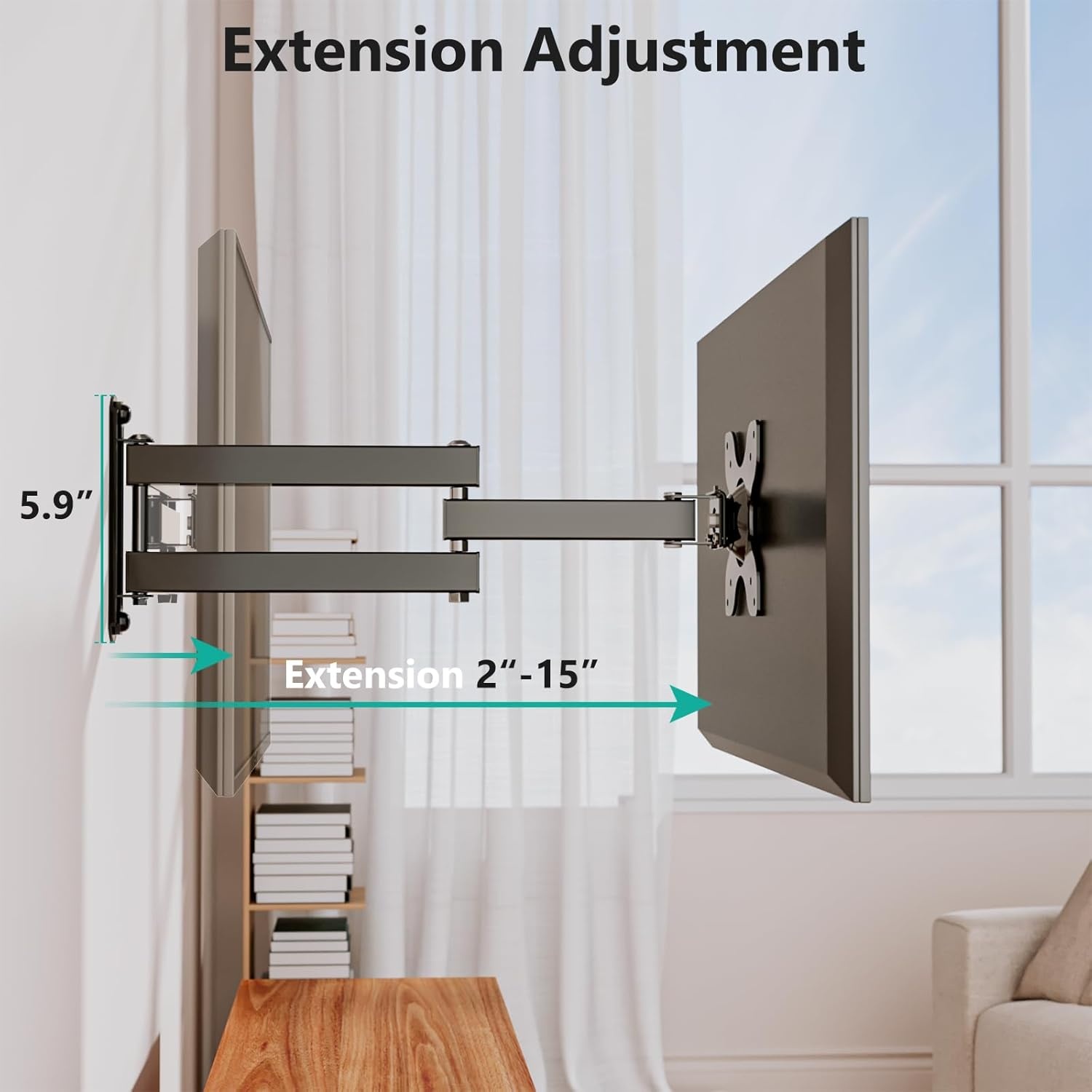 image:imageWALI Full Motion TV Wall Mount for 3270 Inch TVs Dual Articulating Mount with Swivel Tilt amp Extension VESA up to 400x400mm Fits 1216 Wood Studs Holds Up to 88 lbsBlack