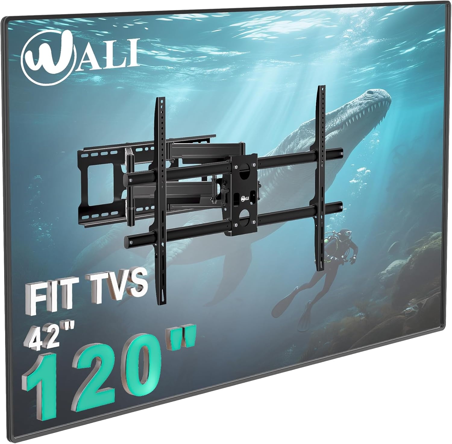 image:imageWALI Full Motion TV Wall Mount for 3270 Inch TVs Dual Articulating Mount with Swivel Tilt amp Extension VESA up to 400x400mm Fits 1216 Wood Studs Holds Up to 88 lbsBlack