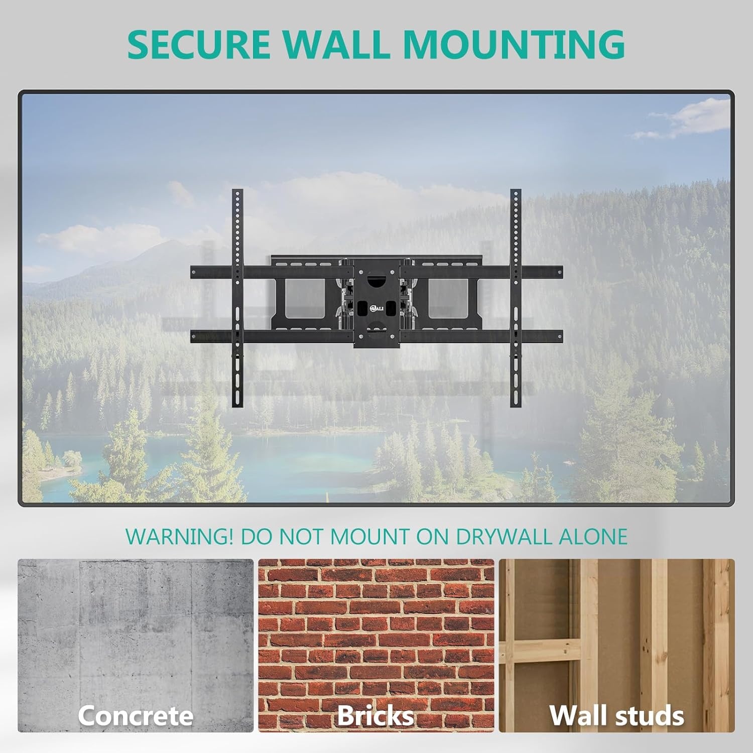 image:imageWALI Full Motion TV Wall Mount for 3270 Inch TVs Dual Articulating Mount with Swivel Tilt amp Extension VESA up to 400x400mm Fits 1216 Wood Studs Holds Up to 88 lbsBlack