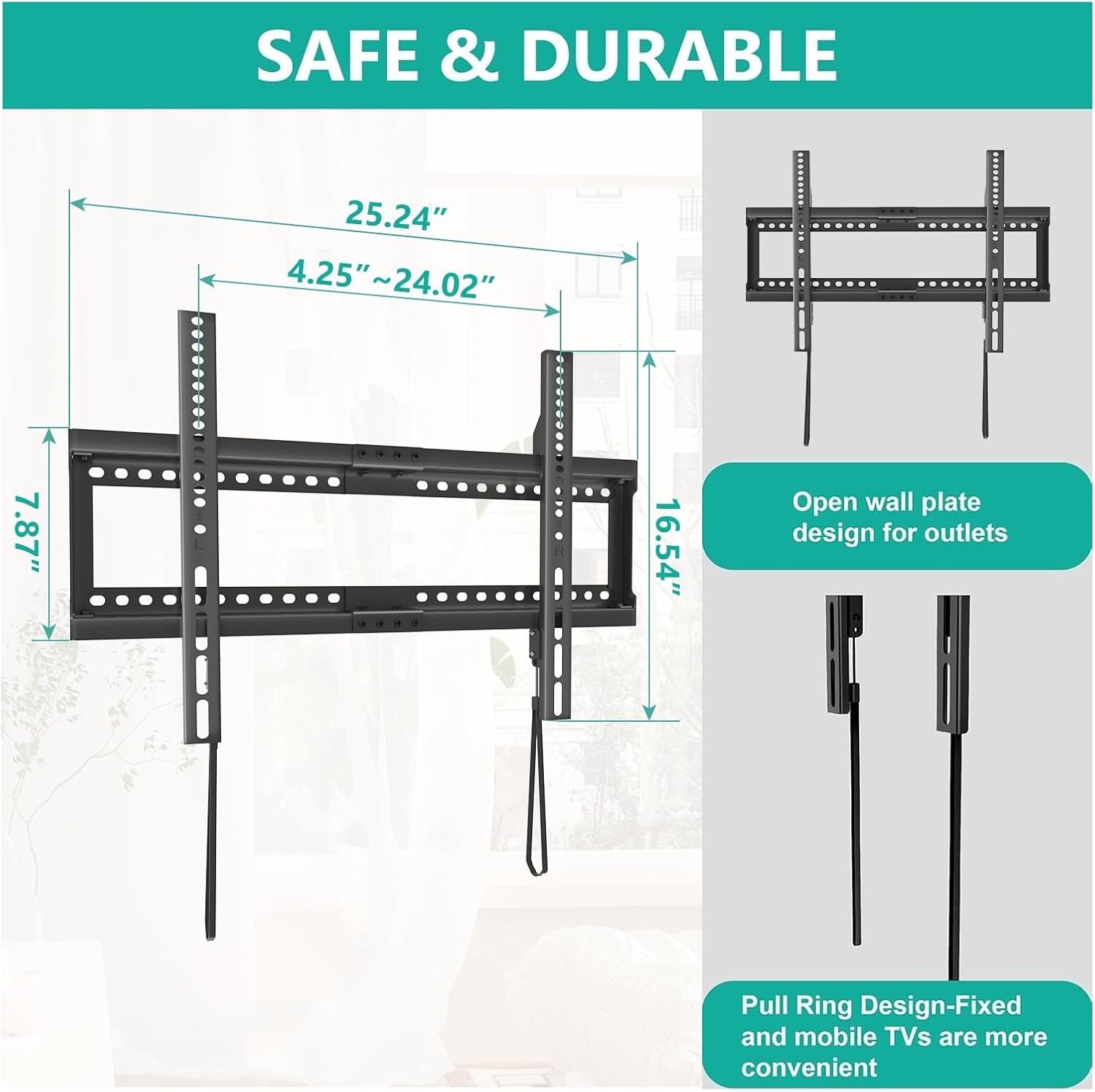 image:imageWALI Full Motion TV Wall Mount for 3270 Inch TVs Dual Articulating Mount with Swivel Tilt amp Extension VESA up to 400x400mm Fits 1216 Wood Studs Holds Up to 88 lbsBlack
