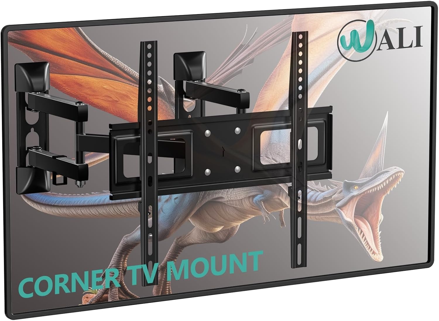 image:imageWALI Full Motion TV Wall Mount for 3270 Inch TVs Dual Articulating Mount with Swivel Tilt amp Extension VESA up to 400x400mm Fits 1216 Wood Studs Holds Up to 88 lbsBlack