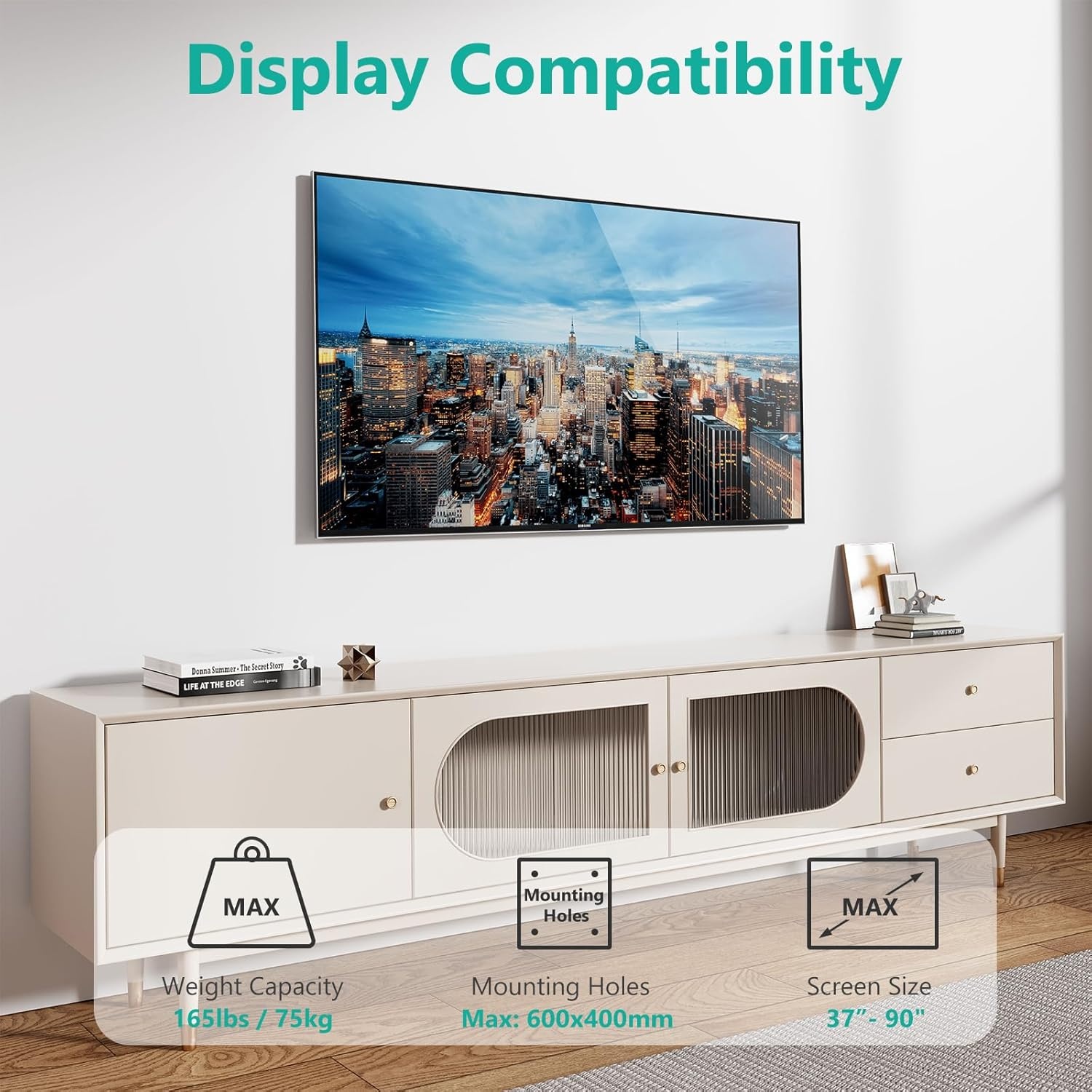 image:imageWALI Full Motion TV Wall Mount for 3270 Inch TVs Dual Articulating Mount with Swivel Tilt amp Extension VESA up to 400x400mm Fits 1216 Wood Studs Holds Up to 88 lbsBlack