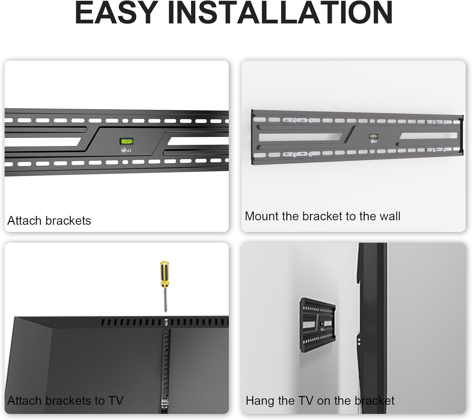 image:imageWALI Full Motion TV Wall Mount for 3270 Inch TVs Dual Articulating Mount with Swivel Tilt amp Extension VESA up to 400x400mm Fits 1216 Wood Studs Holds Up to 88 lbsBlack