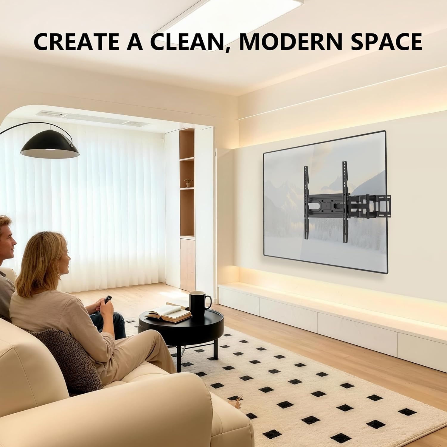 image:imageWALI Full Motion TV Wall Mount for 3270 Inch TVs Dual Articulating Mount with Swivel Tilt amp Extension VESA up to 400x400mm Fits 1216 Wood Studs Holds Up to 88 lbsBlack