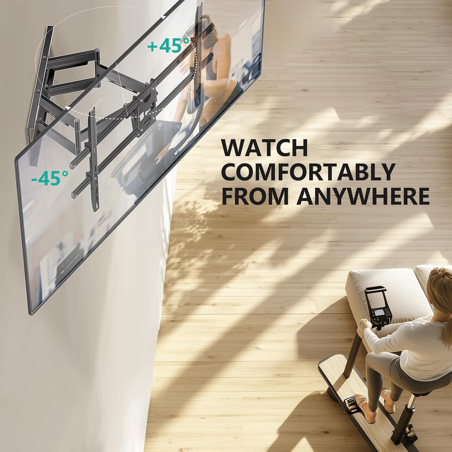 image:imageWALI Full Motion TV Wall Mount for 3270 Inch TVs Dual Articulating Mount with Swivel Tilt amp Extension VESA up to 400x400mm Fits 1216 Wood Studs Holds Up to 88 lbsBlack