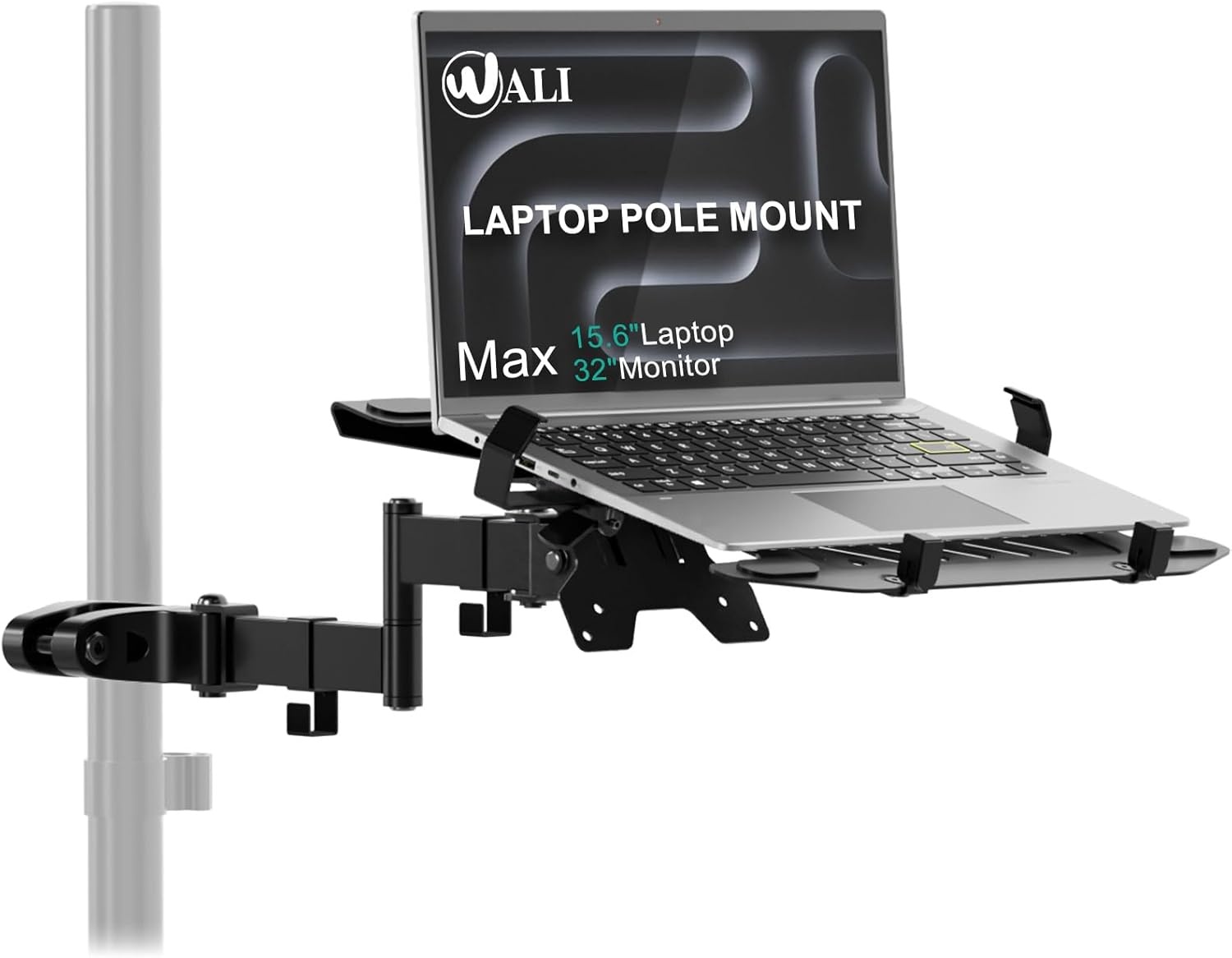 image:imageWALI Laptop Desk Mount for 17 inch Notebook Adjustable Single Monitor Arm with Laptop Holder for 32 inch Screen Laptops Stand with Ventilated Tray Up to 22 lbs M00LP BlackBlack