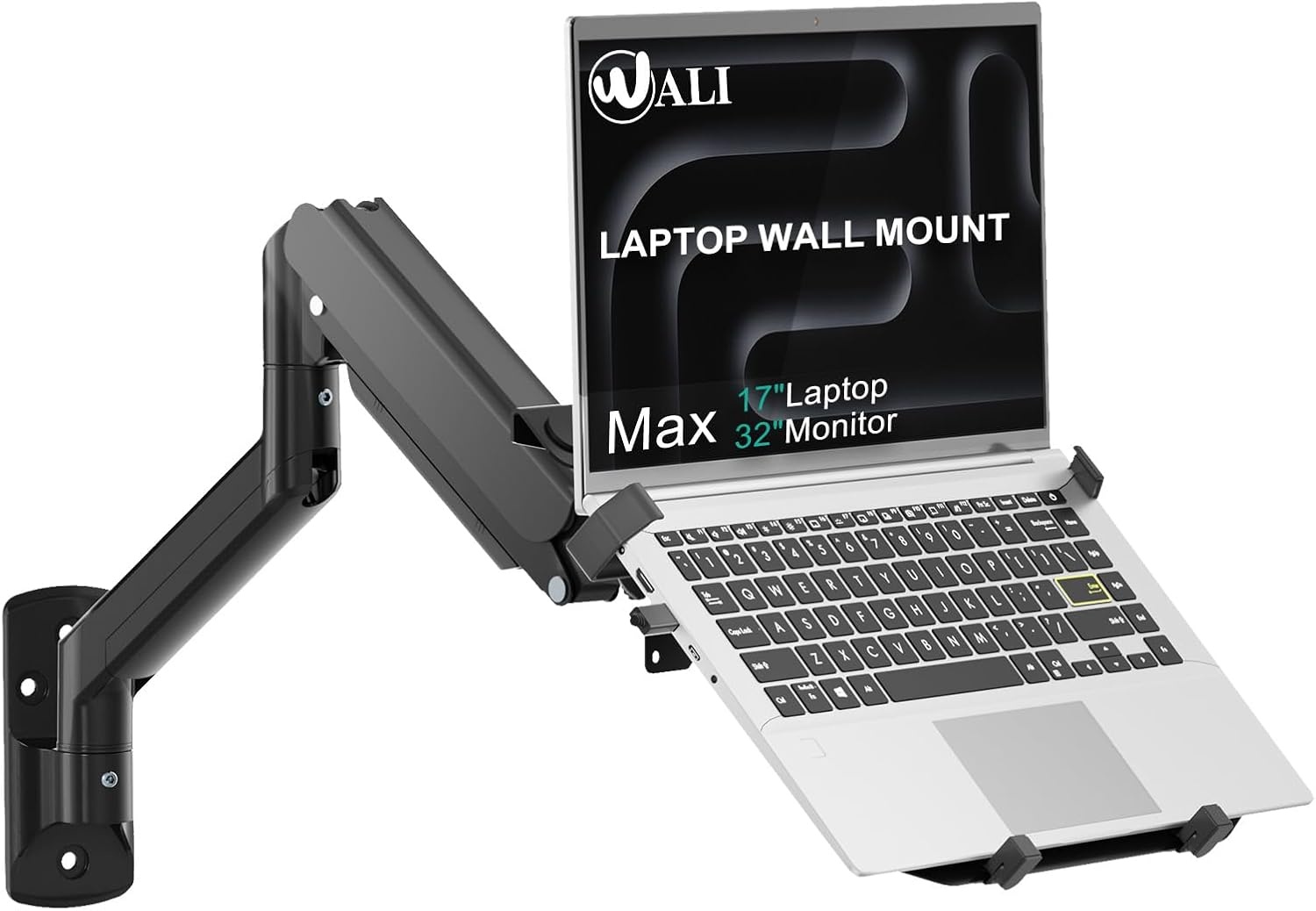 image:imageWALI Laptop Desk Mount for 17 inch Notebook Adjustable Single Monitor Arm with Laptop Holder for 32 inch Screen Laptops Stand with Ventilated Tray Up to 22 lbs M00LP BlackBlack