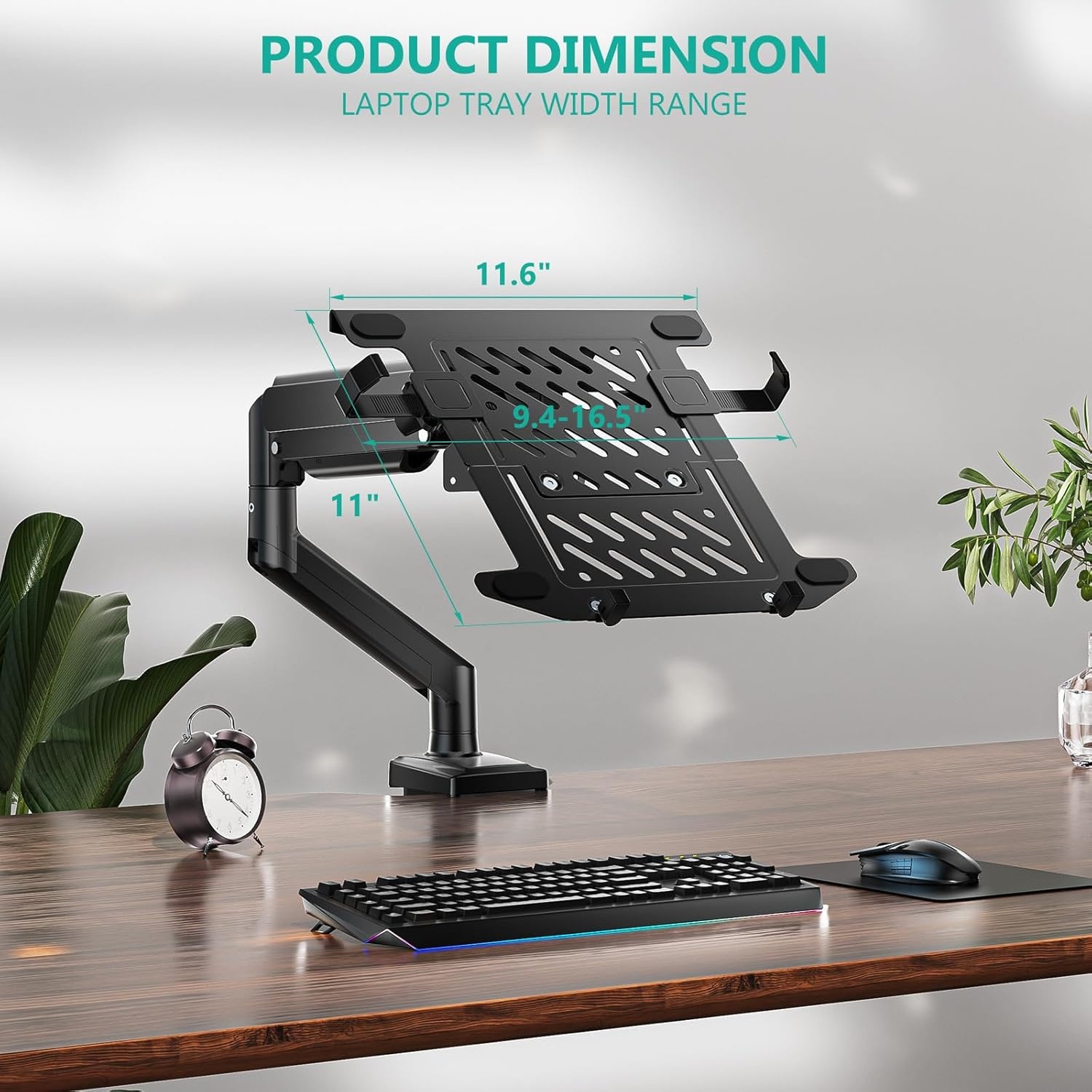 image:imageWALI Laptop Desk Mount for 17 inch Notebook Adjustable Single Monitor Arm with Laptop Holder for 32 inch Screen Laptops Stand with Ventilated Tray Up to 22 lbs M00LP BlackBlack