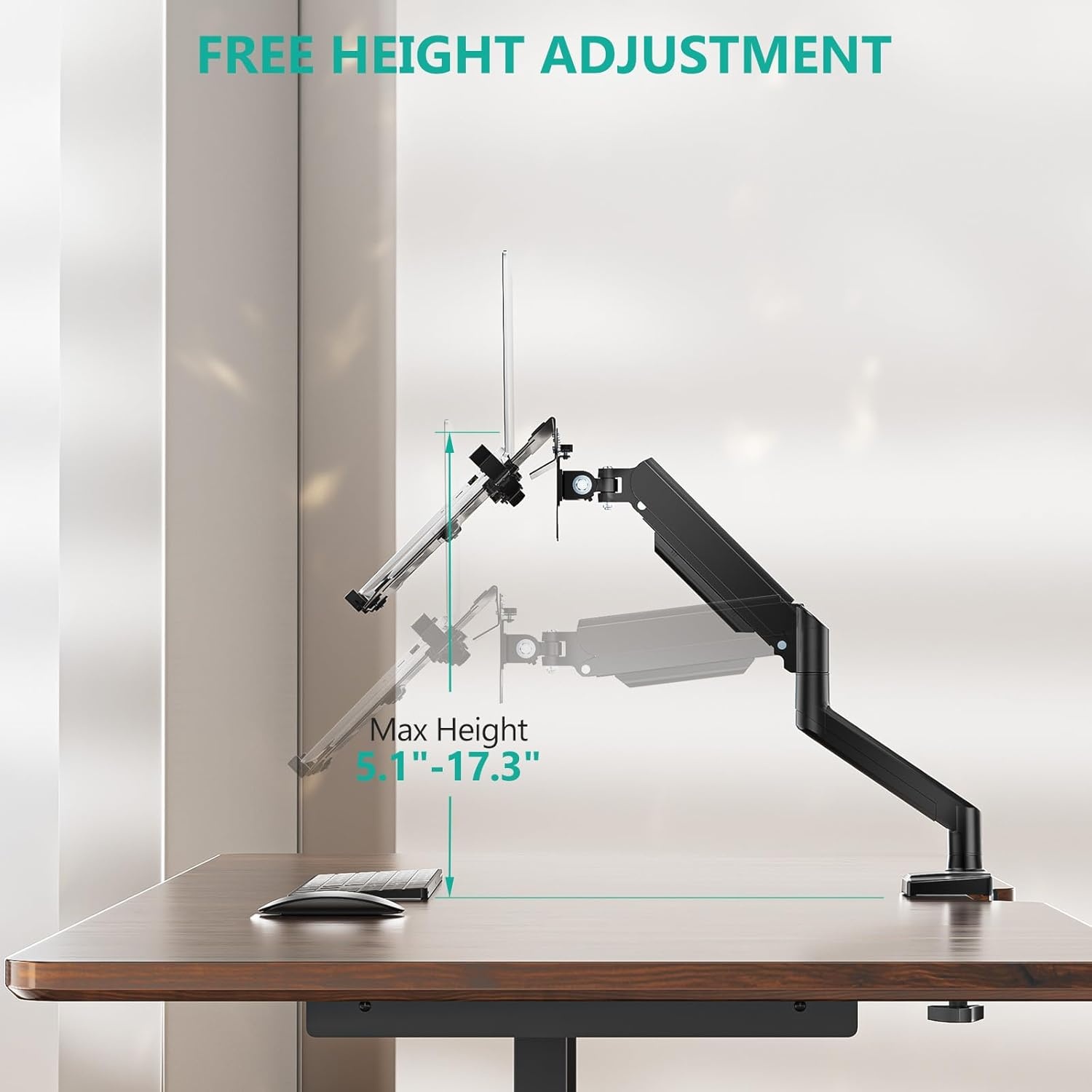 image:imageWALI Laptop Desk Mount for 17 inch Notebook Adjustable Single Monitor Arm with Laptop Holder for 32 inch Screen Laptops Stand with Ventilated Tray Up to 22 lbs M00LP BlackBlack