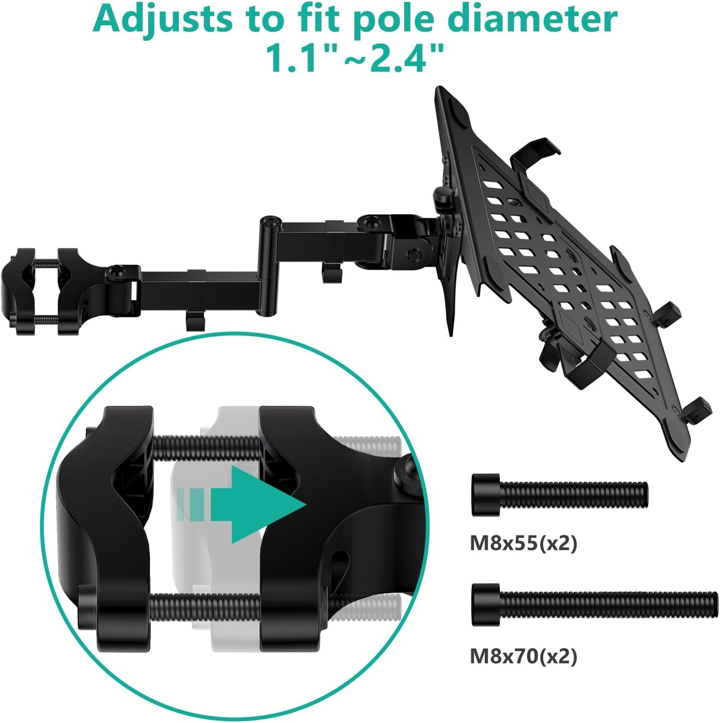 image:imageWALI Laptop Pole Mount Adjustable Laptop Arm Holder Fits 10 to 156 inch Laptops 2in1 Full Motion Monitor Mount with Removable Holder VESA 75x75 or 100x100 mm Holds up to 154lbs011ARMLP Black