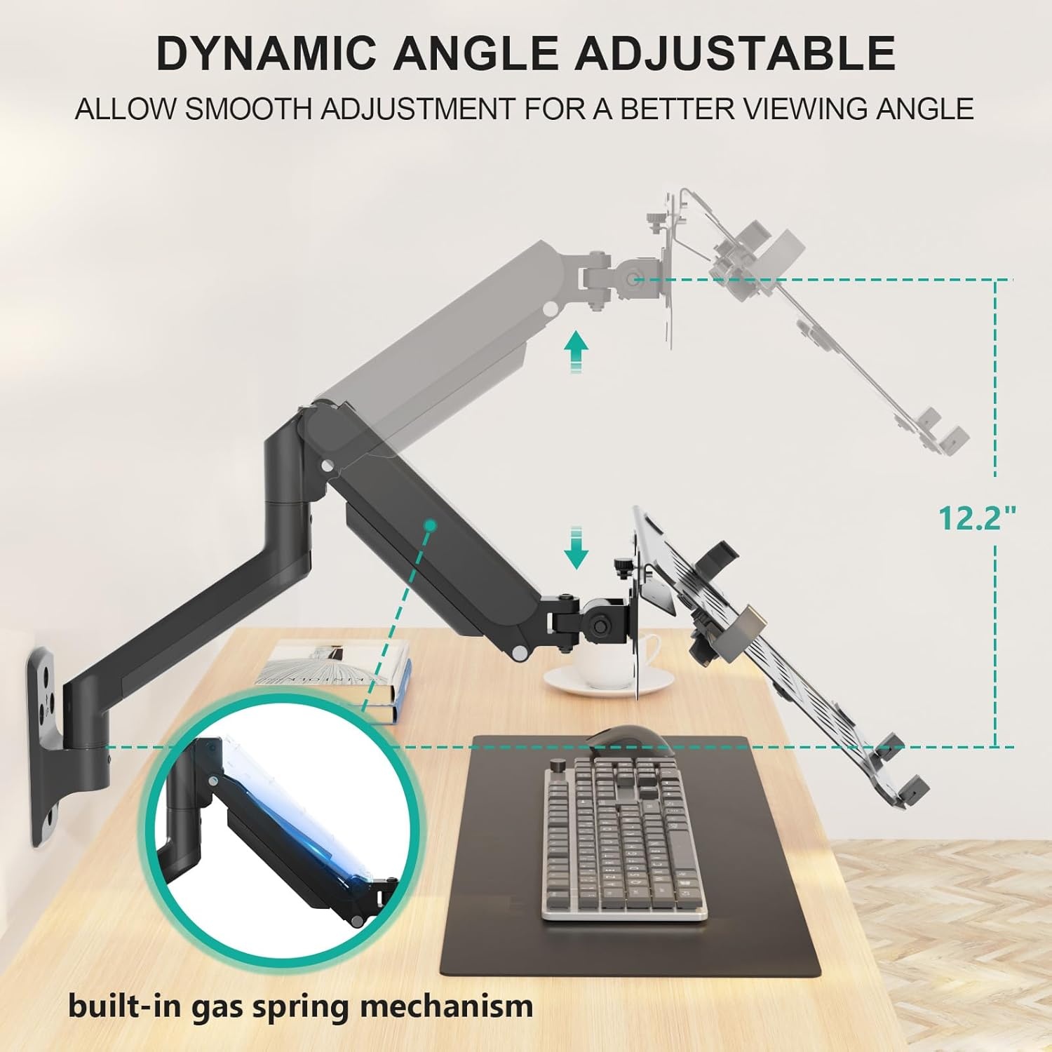 image:imageWALI Laptop Pole Mount Adjustable Laptop Arm Holder Fits 10156 Laptops 2in1 Full Motion Monitor Mount with Removable Tray VESA 75x75 or 100x100 mm Holds up to 154lbs011ARMLPN BlackBlack