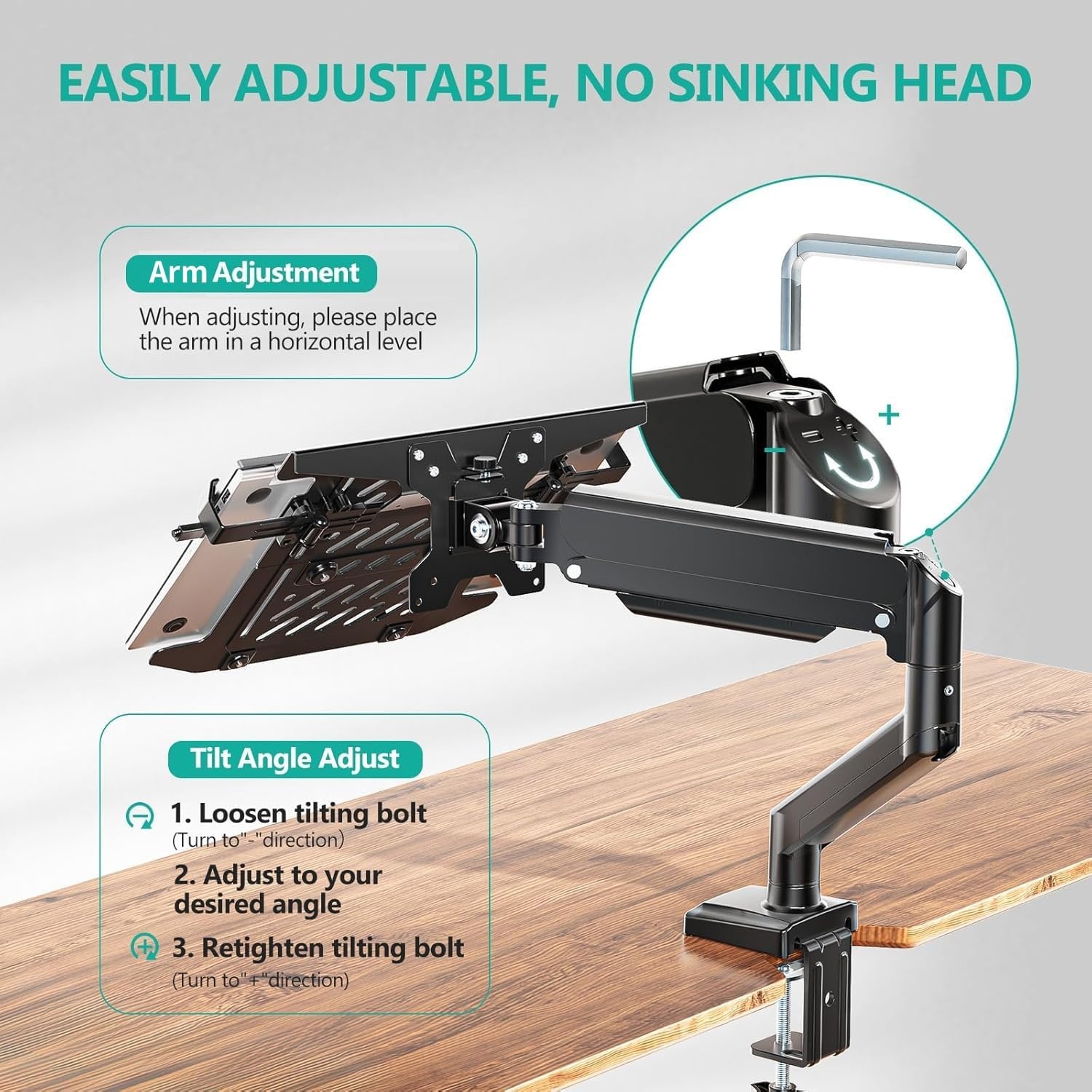 image:imageWALI Laptop Pole Mount Adjustable Laptop Arm Holder Fits 10156 Laptops 2in1 Full Motion Monitor Mount with Removable Tray VESA 75x75 or 100x100 mm Holds up to 154lbs011ARMLPN BlackBlack