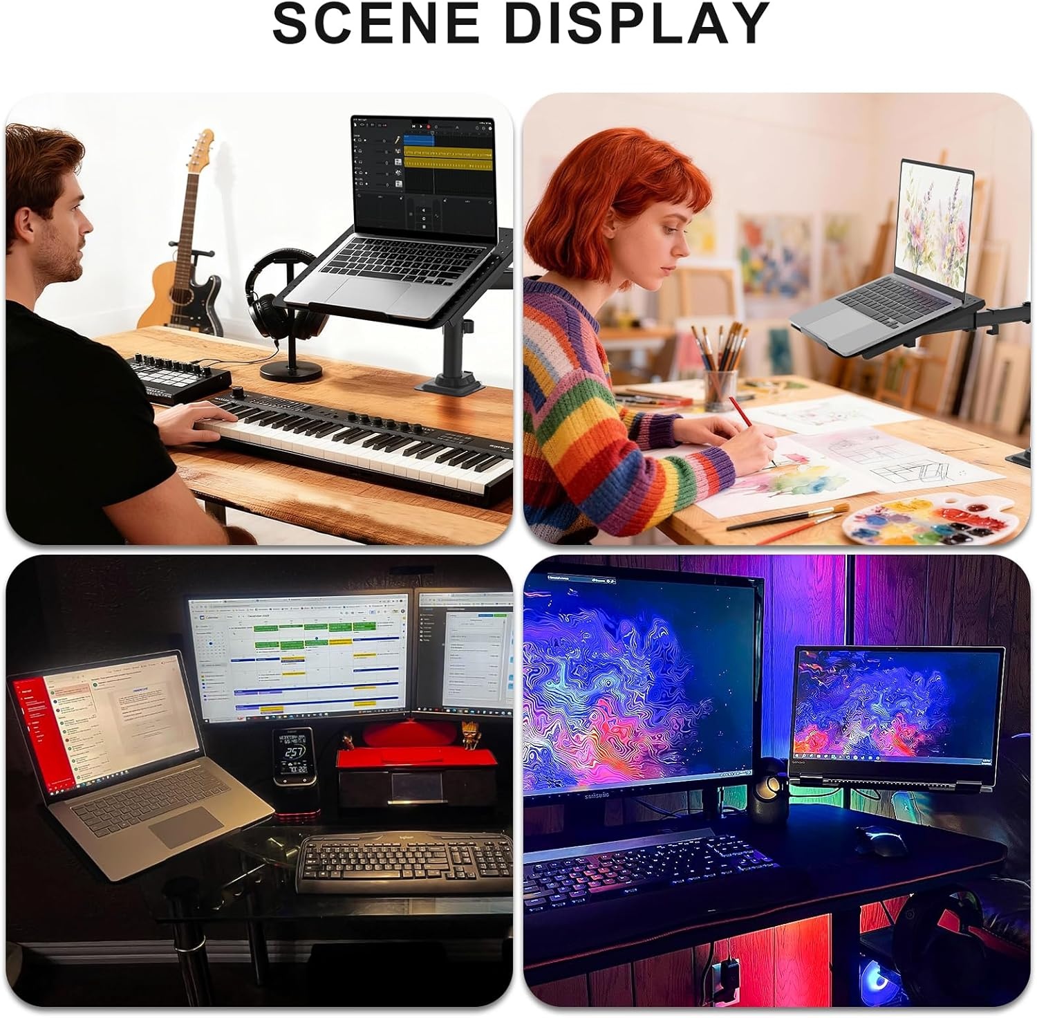 image:imageWALI Laptop Pole Mount Adjustable Laptop Arm Holder Fits 10156 Laptops 2in1 Full Motion Monitor Mount with Removable Tray VESA 75x75 or 100x100 mm Holds up to 154lbs011ARMLPN BlackBlack
