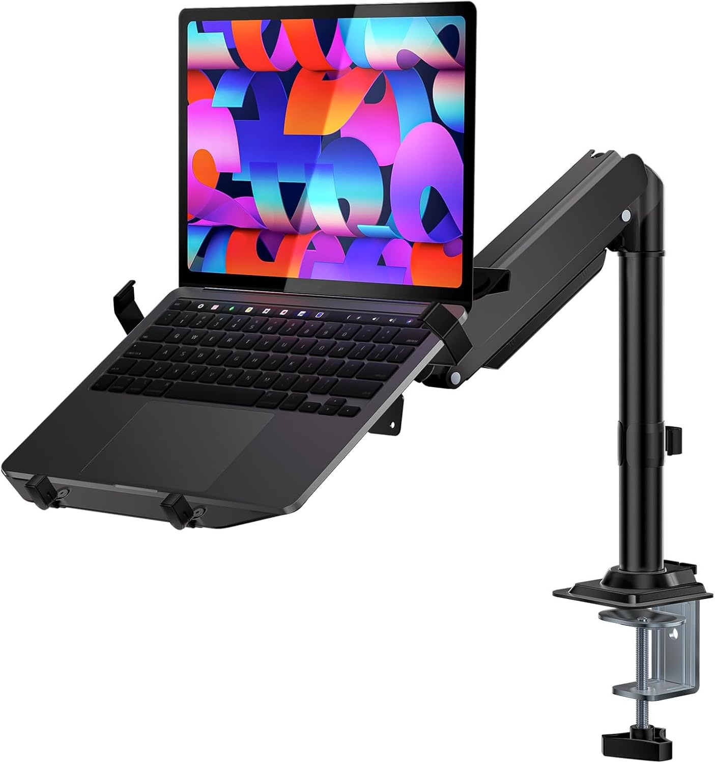 image:imageWALI Laptop Pole Mount Adjustable Laptop Arm Holder Fits 10156 Laptops 2in1 Full Motion Monitor Mount with Removable Tray VESA 75x75 or 100x100 mm Holds up to 154lbs011ARMLPN BlackBlack