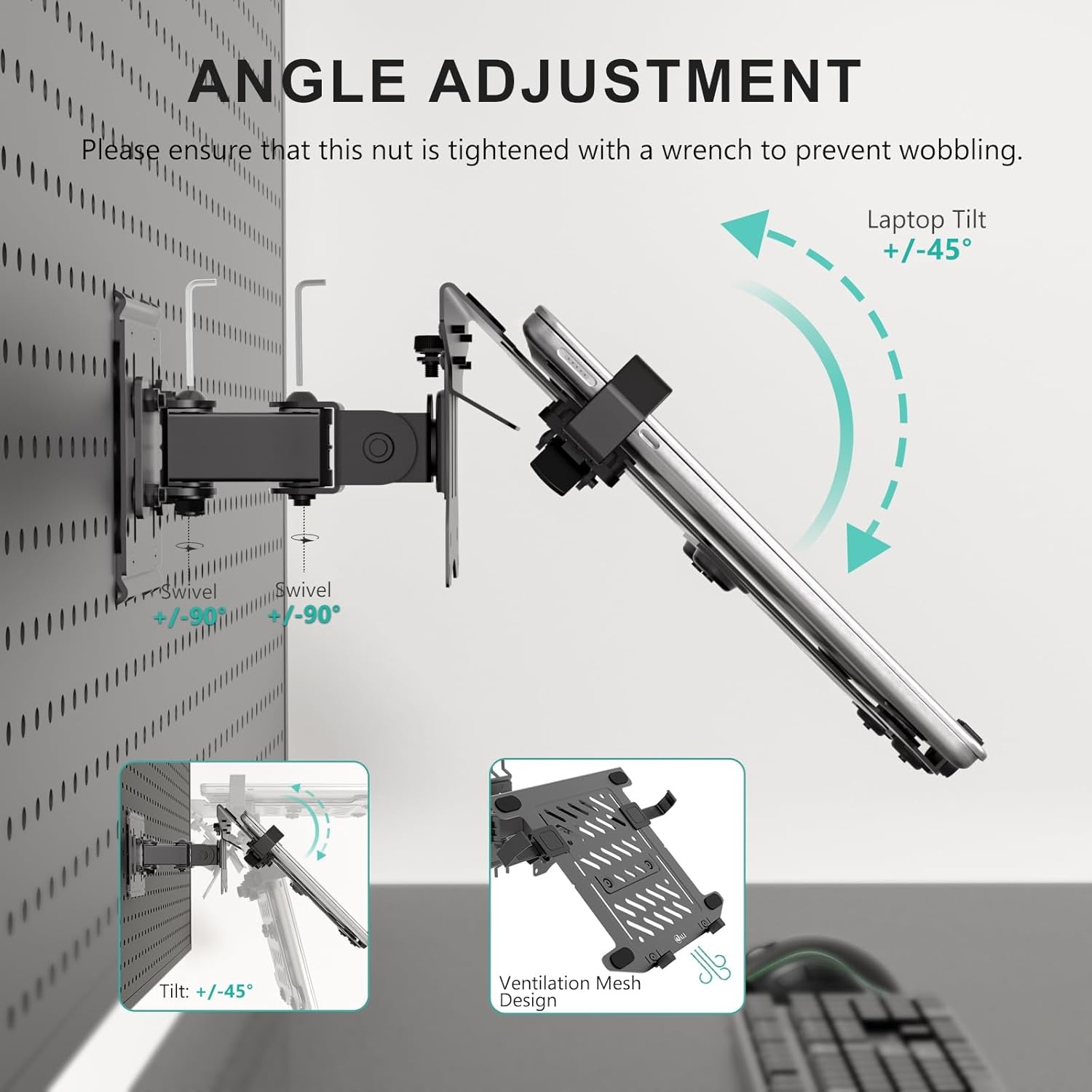 image:imageWALI Laptop Pole Mount Adjustable Laptop Arm Holder Fits 10156 Laptops 2in1 Full Motion Monitor Mount with Removable Tray VESA 75x75 or 100x100 mm Holds up to 154lbs011ARMLPN BlackBlack