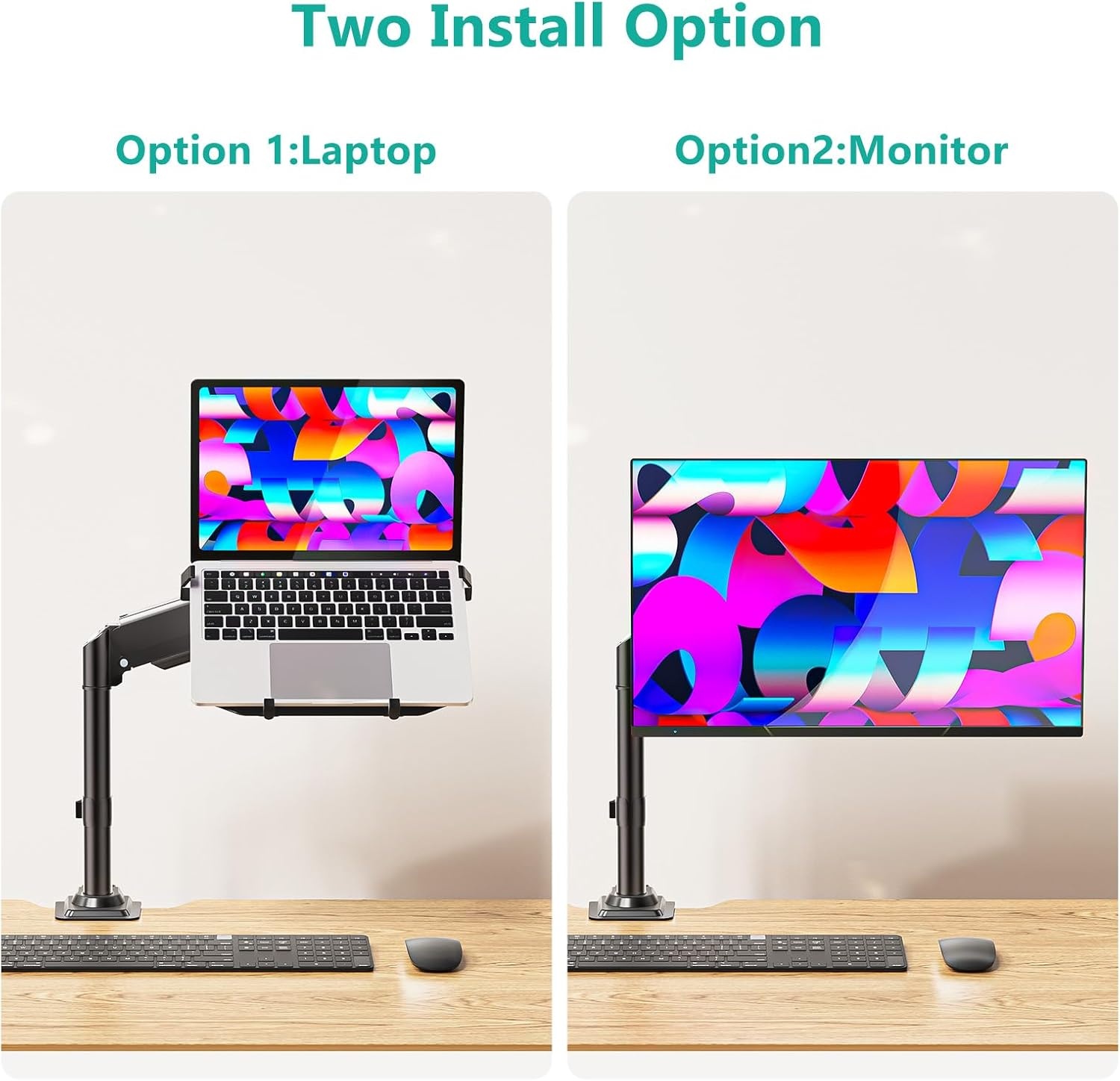 image:imageWALI Laptop Pole Mount Adjustable Laptop Arm Holder Fits 10156 Laptops 2in1 Full Motion Monitor Mount with Removable Tray VESA 75x75 or 100x100 mm Holds up to 154lbs011ARMLPN BlackBlack